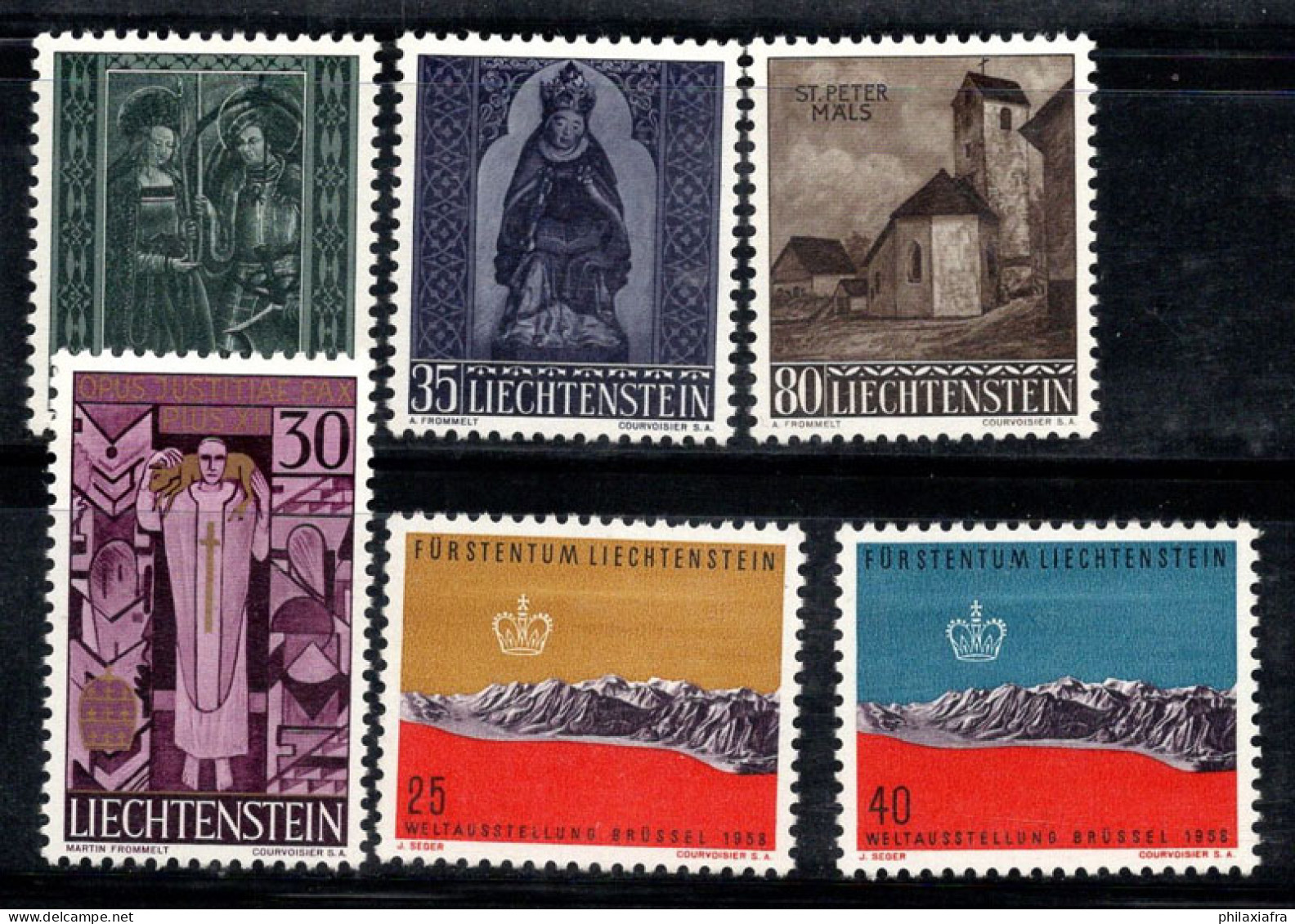 Liechtenstein 1958-59 Neuf * MH 100% Noël, Paysage, Pape Pio - Neufs