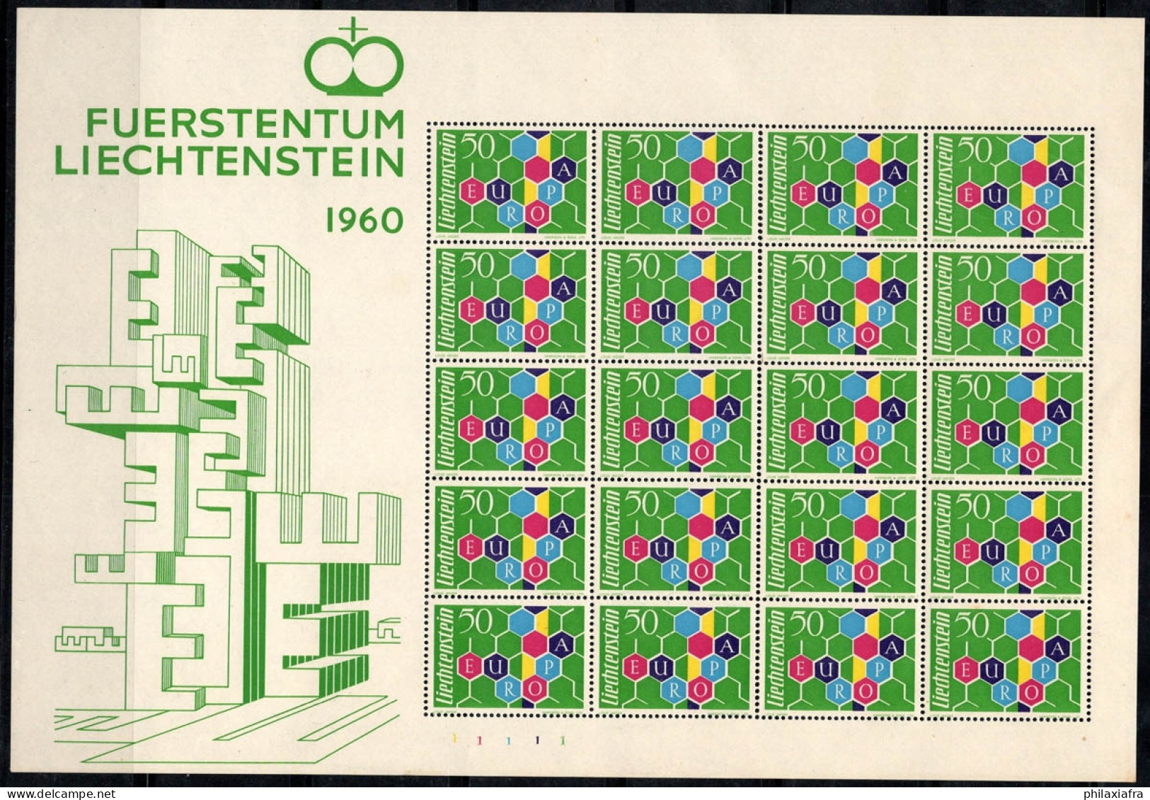 Liechtenstein 1960 Mi. 398 Bloc Feuillet 60% Neuf ** 50 Rp, Europa Cept - Blokken