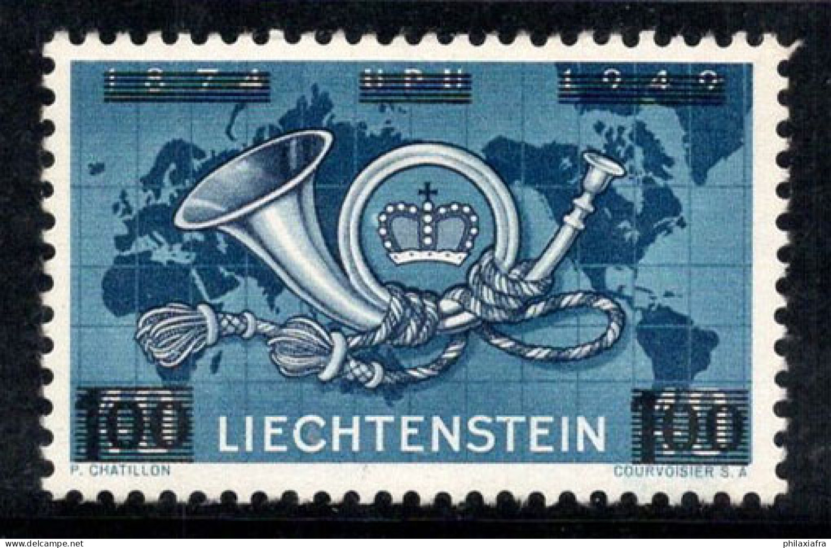 Liechtenstein 1950 Mi. 288 Neuf * MH 100% Surimprimé 1 Fr, Klaxon Postal - Unused Stamps