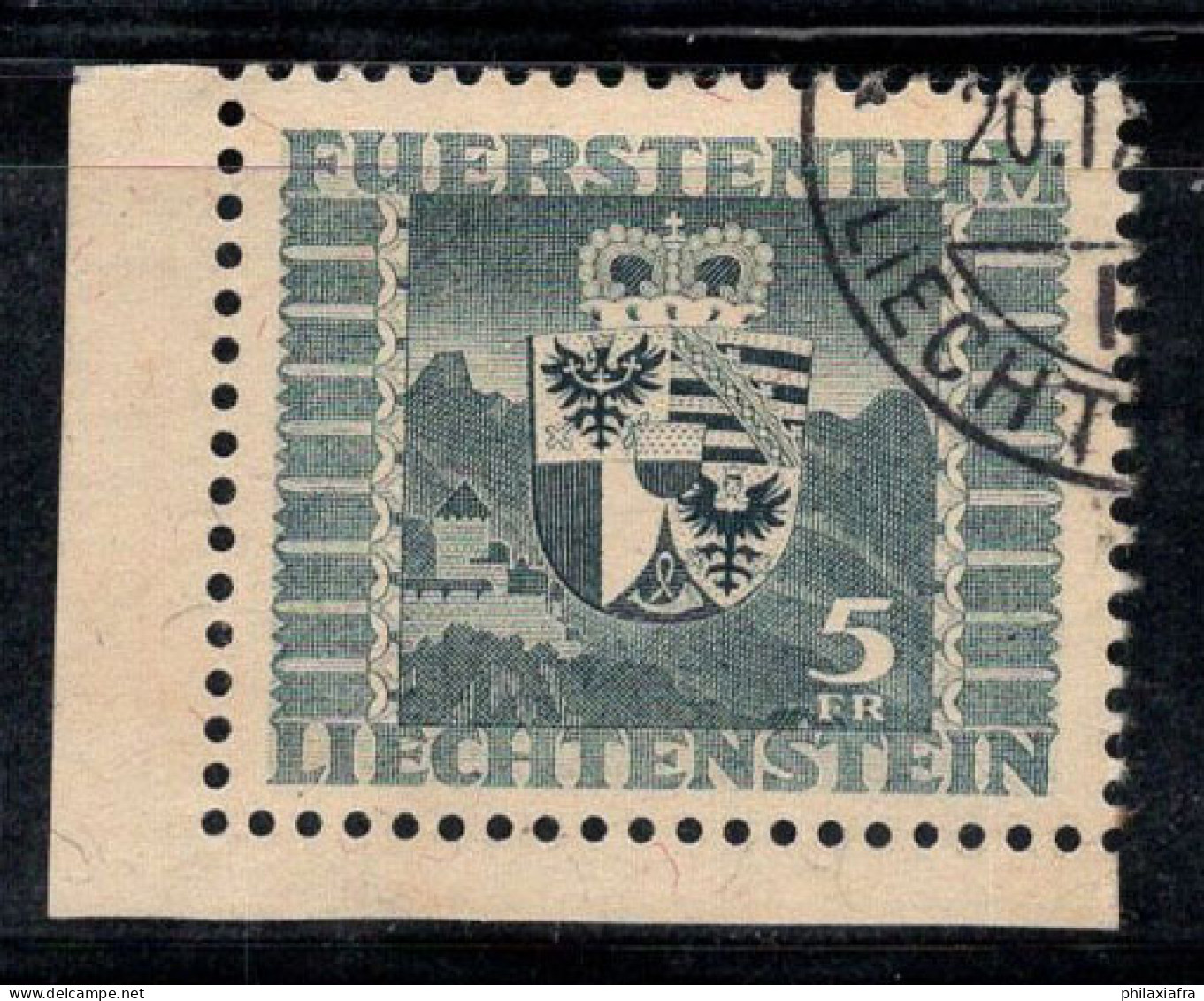 Liechtenstein 1945 Mi. 243 Oblitéré 100% Signé 5 Fr, Armoiries - Oblitérés