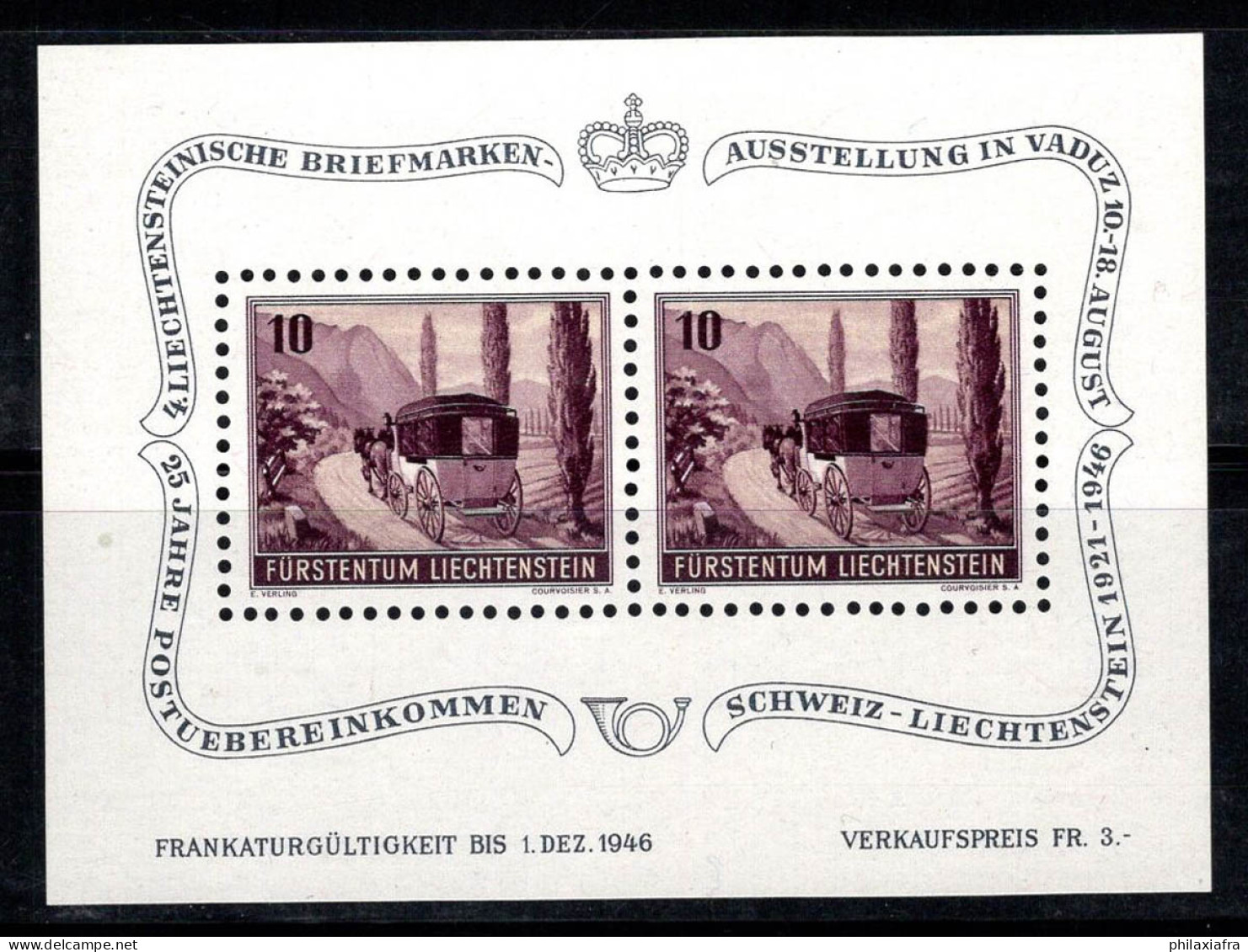 Liechtenstein 1946 Mi. Bl. 4 Bloc Feuillet 100% Neuf ** Exposition De Timbres, Vaduz - Blokken