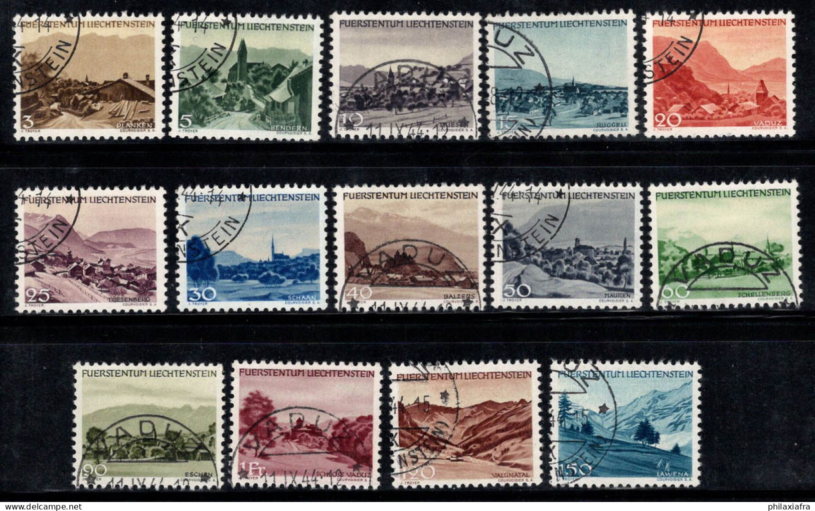 Liechtenstein 1944 Mi. 224-237 Oblitéré 100% Paysages, Vues - Usati