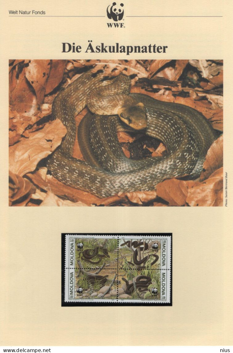 Moldova 1993 WWF W.W.F. Die Askulapnatter Aesculapian Snake - Unused Stamps