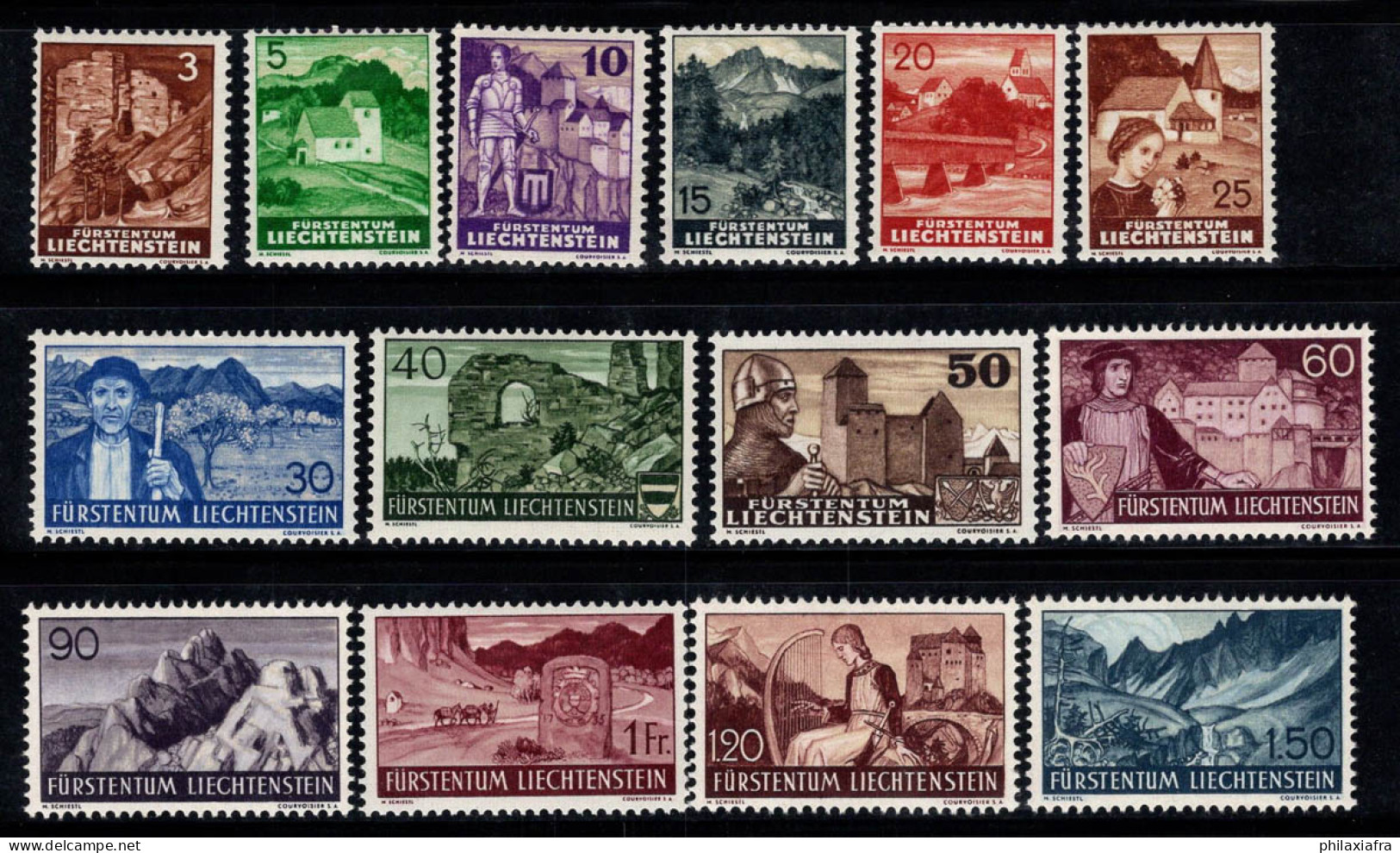 Liechtenstein 1937 Mi. 156-169 Neuf * MH 100% Paysages, Vues, Monuments - Neufs