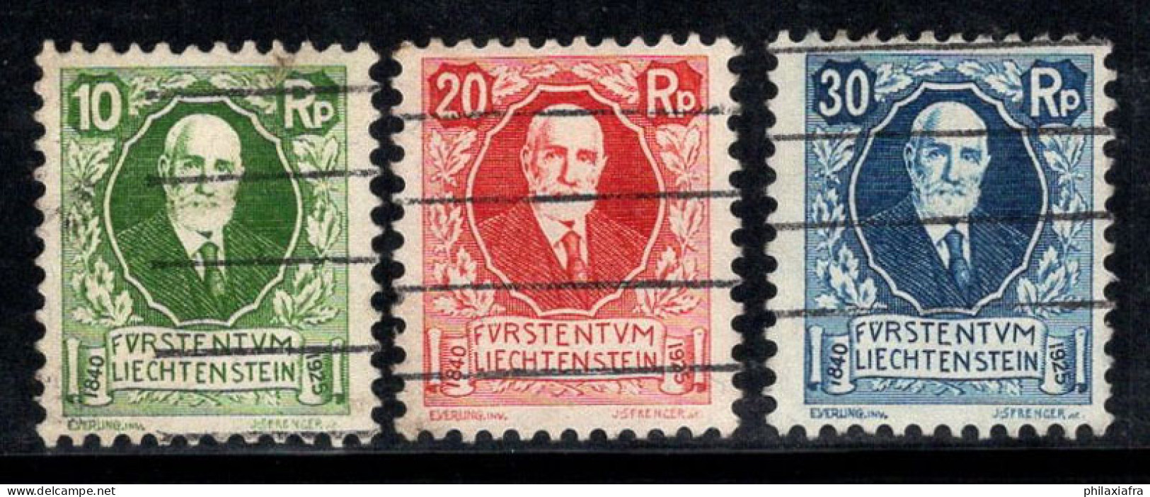 Liechtenstein 1925 Mi. 72-74 Oblitéré 100% Signé Le Prince Jean II - Usados