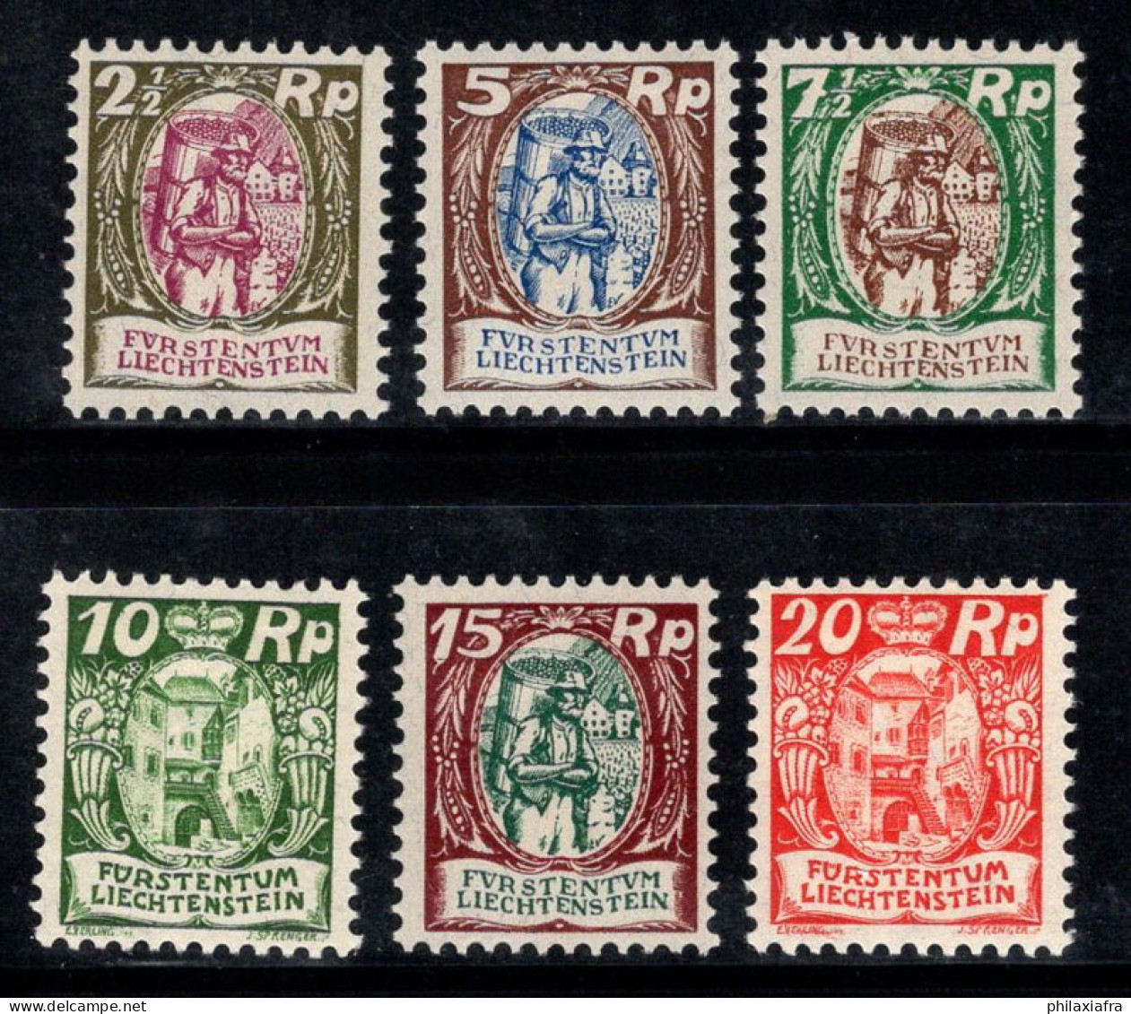 Liechtenstein 1924 Mi. 65-70 Neuf * MH 100% Signé Vigneron, Château De Vaduz - Unused Stamps