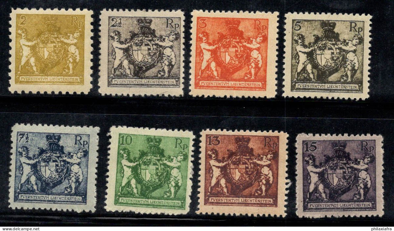 Liechtenstein 1921 Mi. 45A, 46B-52B Neuf * MH 100% Signé Armoiries - Unused Stamps