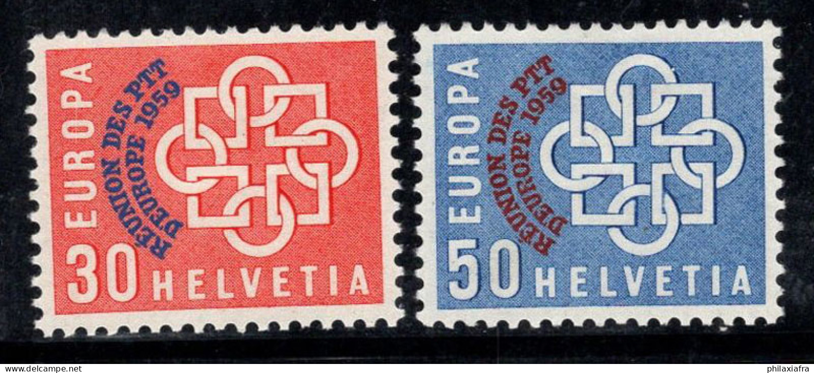 Suisse 1959 Mi. 681-682 Neuf * MH 100% Europe Surimprimé - Unused Stamps