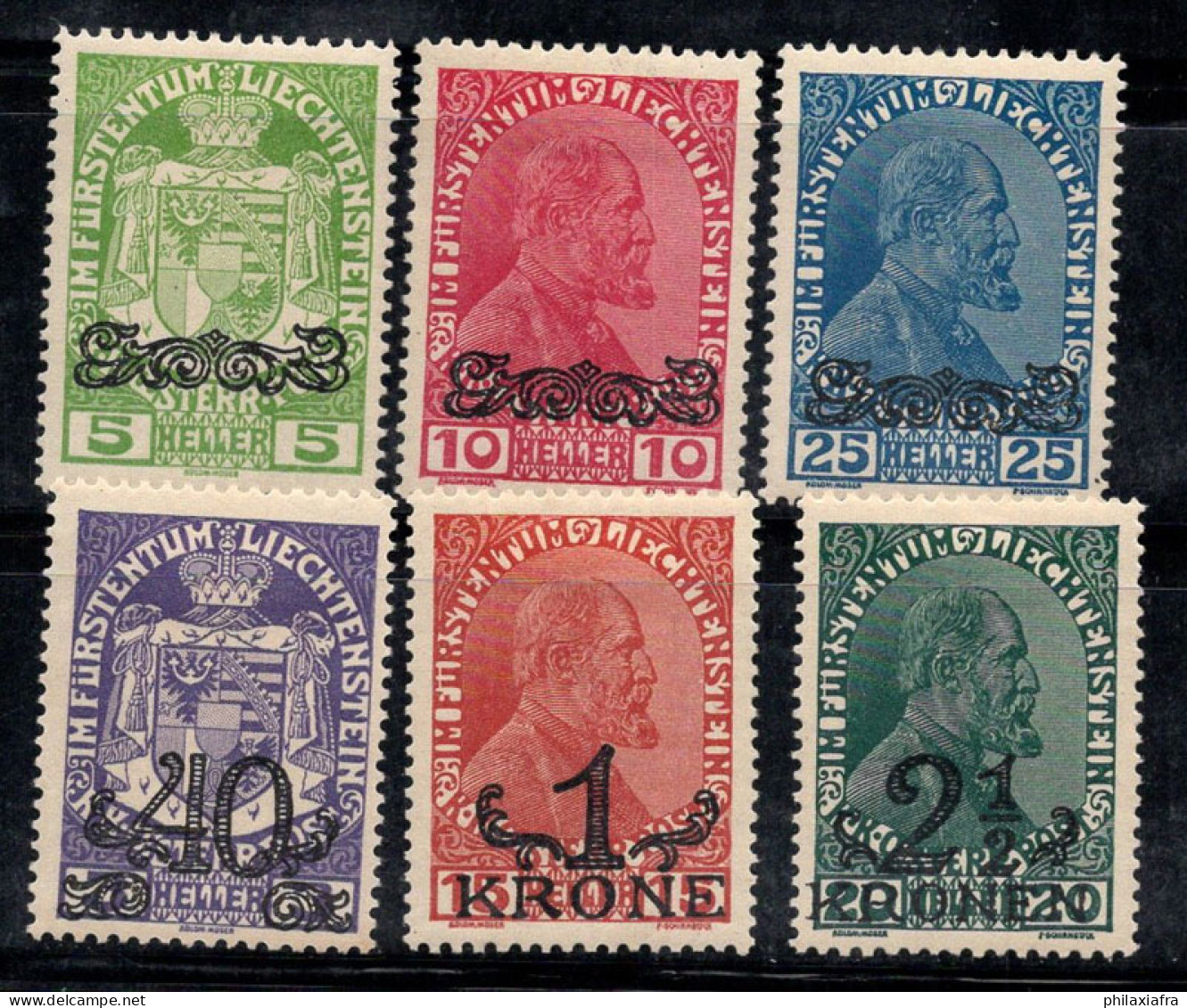 Liechtenstein 1920 Mi. 11-16 Neuf * MH 100% Surimprimé - Unused Stamps