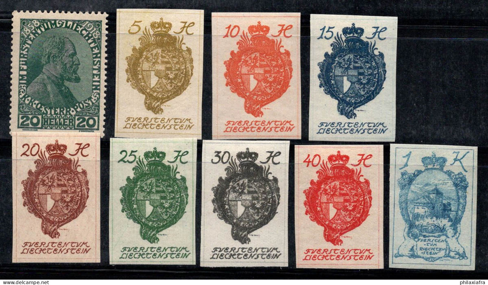 Liechtenstein 1918-20 Mi. 10, 17-24 Neuf * MH 100% Armoiries - Unused Stamps