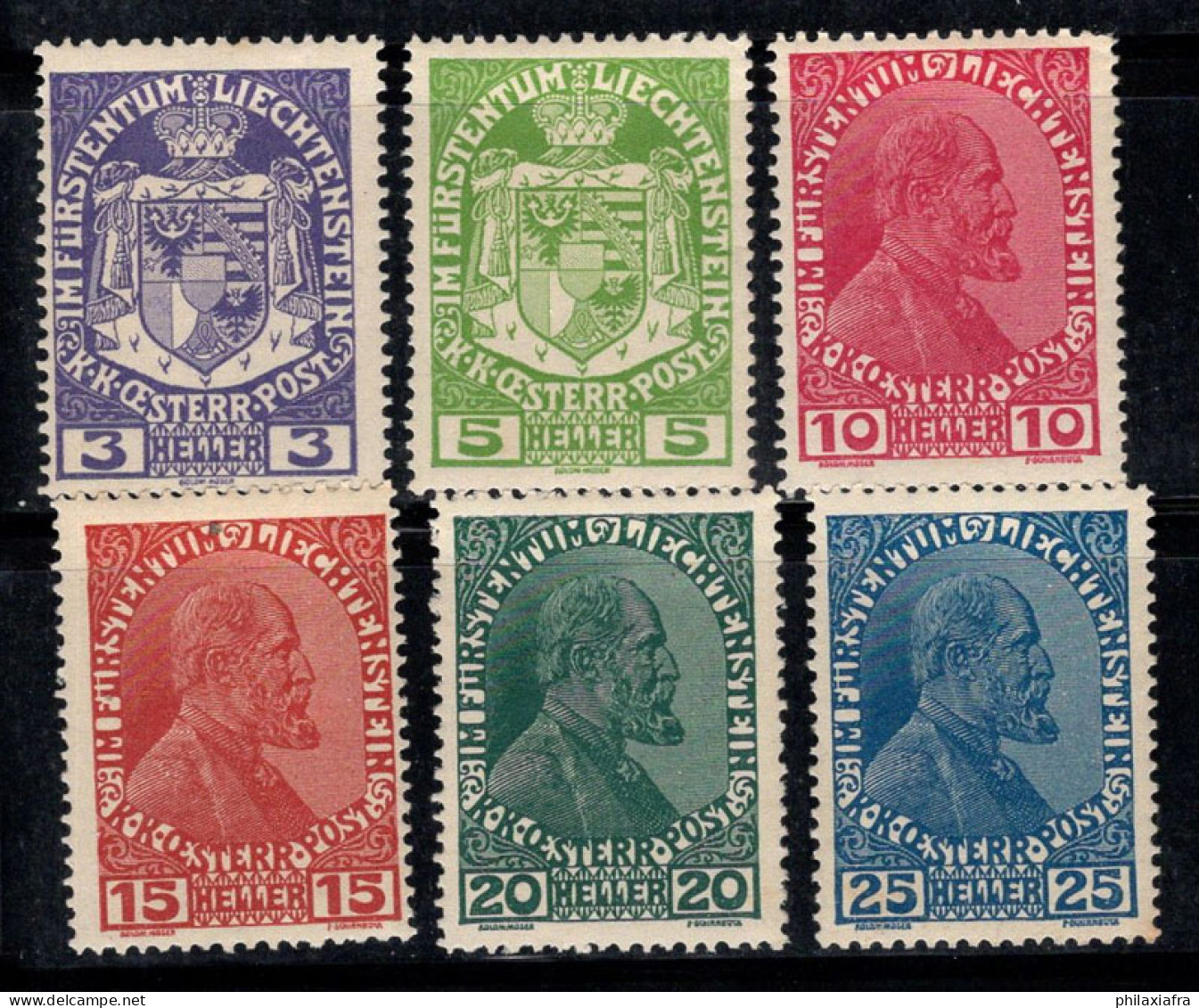 Liechtenstein 1917 Mi. 4-9 Neuf * MH 100% Prince Jean II, Armoiries - Unused Stamps