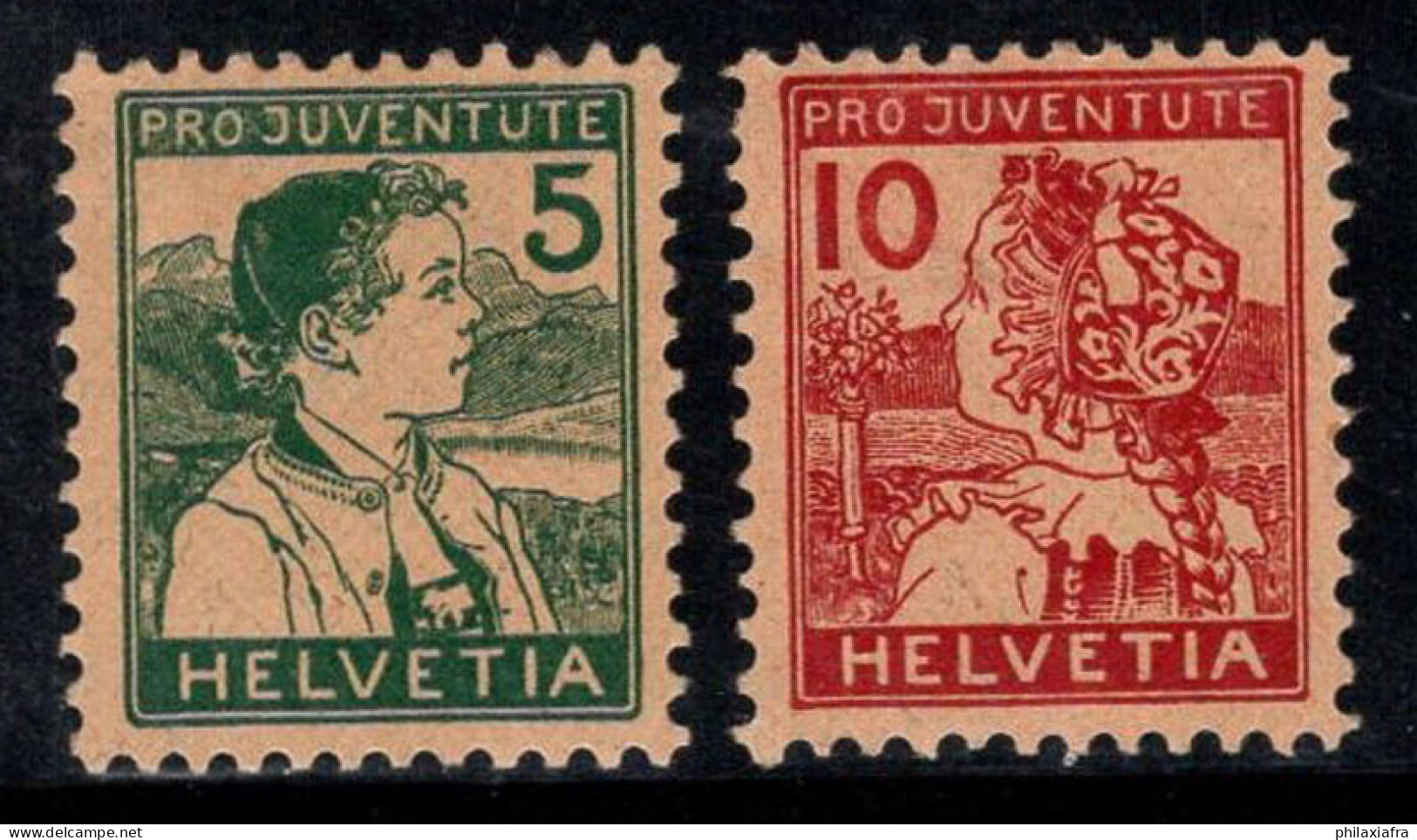 Suisse 1915 Mi. 128-129 Neuf * MH 100% Pro Juventute, COSTUMES - Ungebraucht