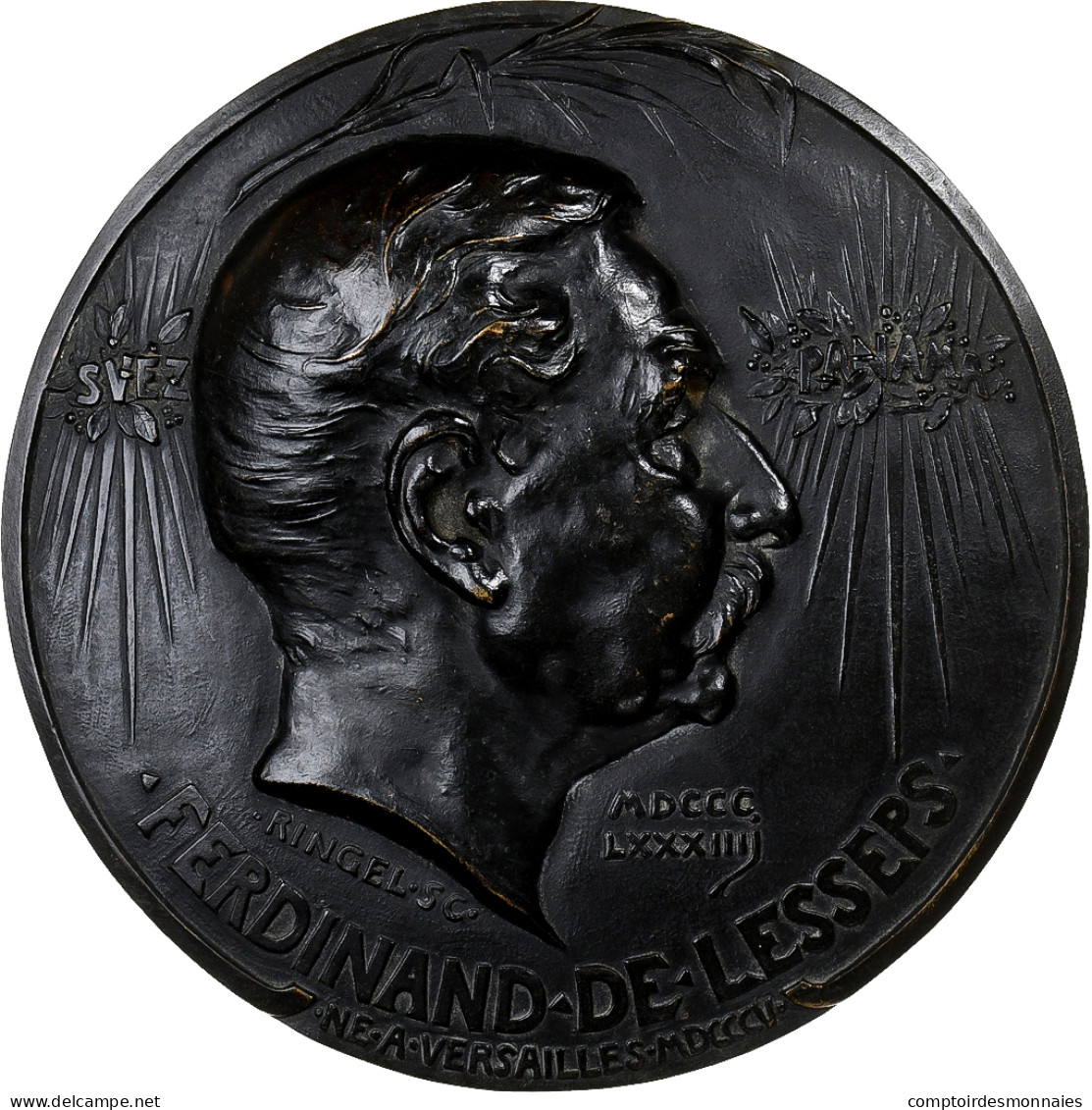 Égypte, Médaille, Suez (et Panama), Ferdinand De Lesseps, 1884, Bronze, Ringel - Altri & Non Classificati