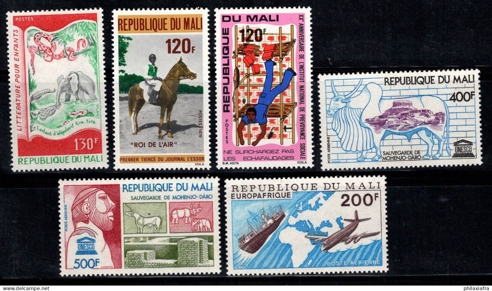 Mali 1976 Mi. 547-552 Neuf ** 100% Poste Aérienne Faune, Navire, Avion, UNESCO - Mali (1959-...)