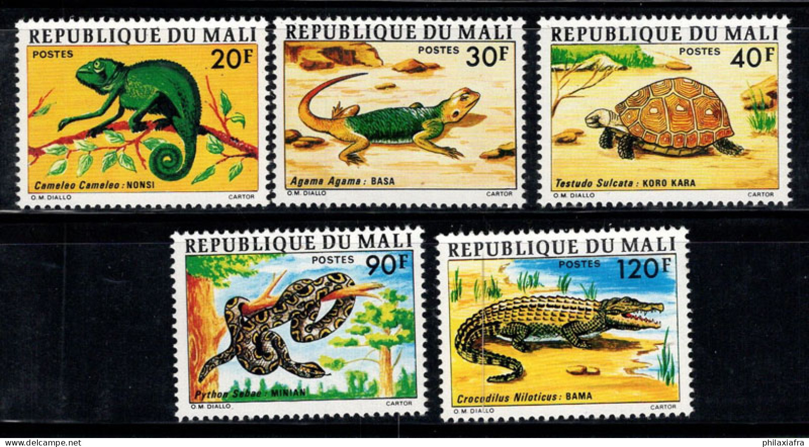 Mali 1976 Mi. 523-527 Neuf ** 100% Reptiles, Faune - Malí (1959-...)