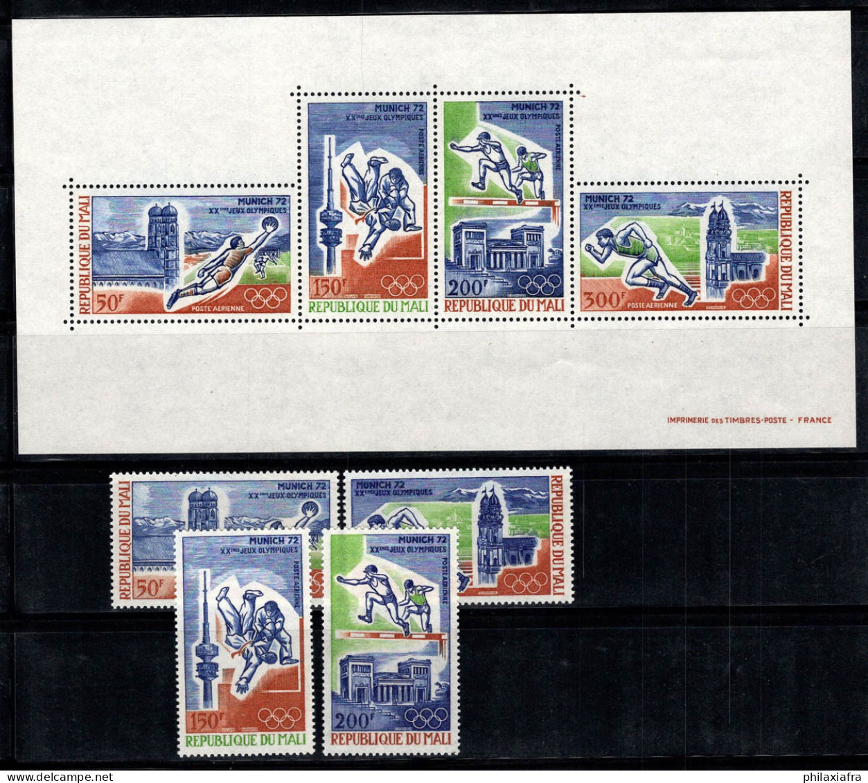 Mali 1971-72 Mi. Bl. 6, 316-319 Bloc Feuillet 100% Poste Aérienne Jeux Olympiques - Malí (1959-...)