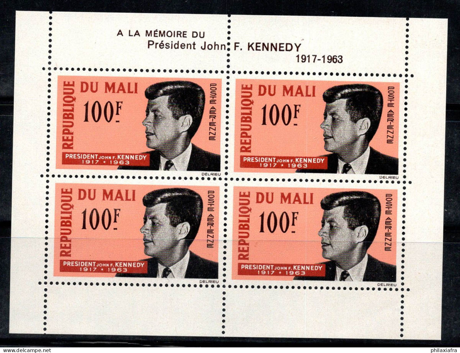 Mali 1964 Mi. Bl. 3 Bloc Feuillet 100% Neuf ** Kennedy - Mali (1959-...)
