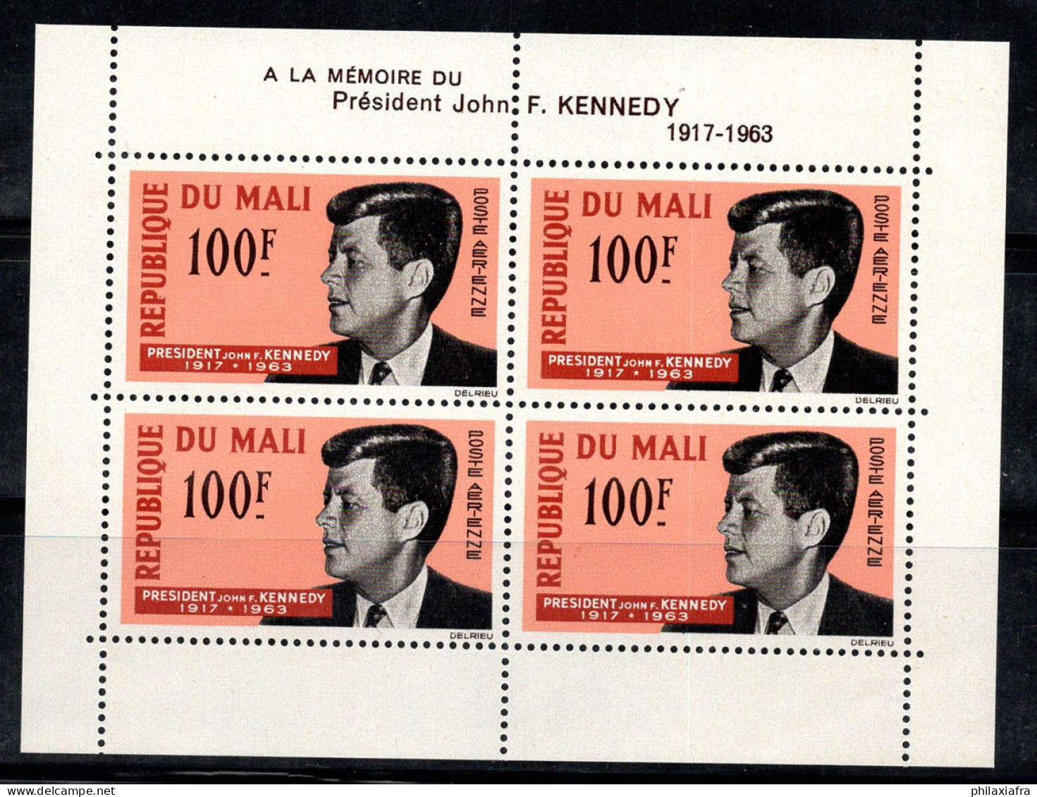 Mali 1964 Mi. Bl. 3 Bloc Feuillet 100% Neuf ** Kennedy - Malí (1959-...)