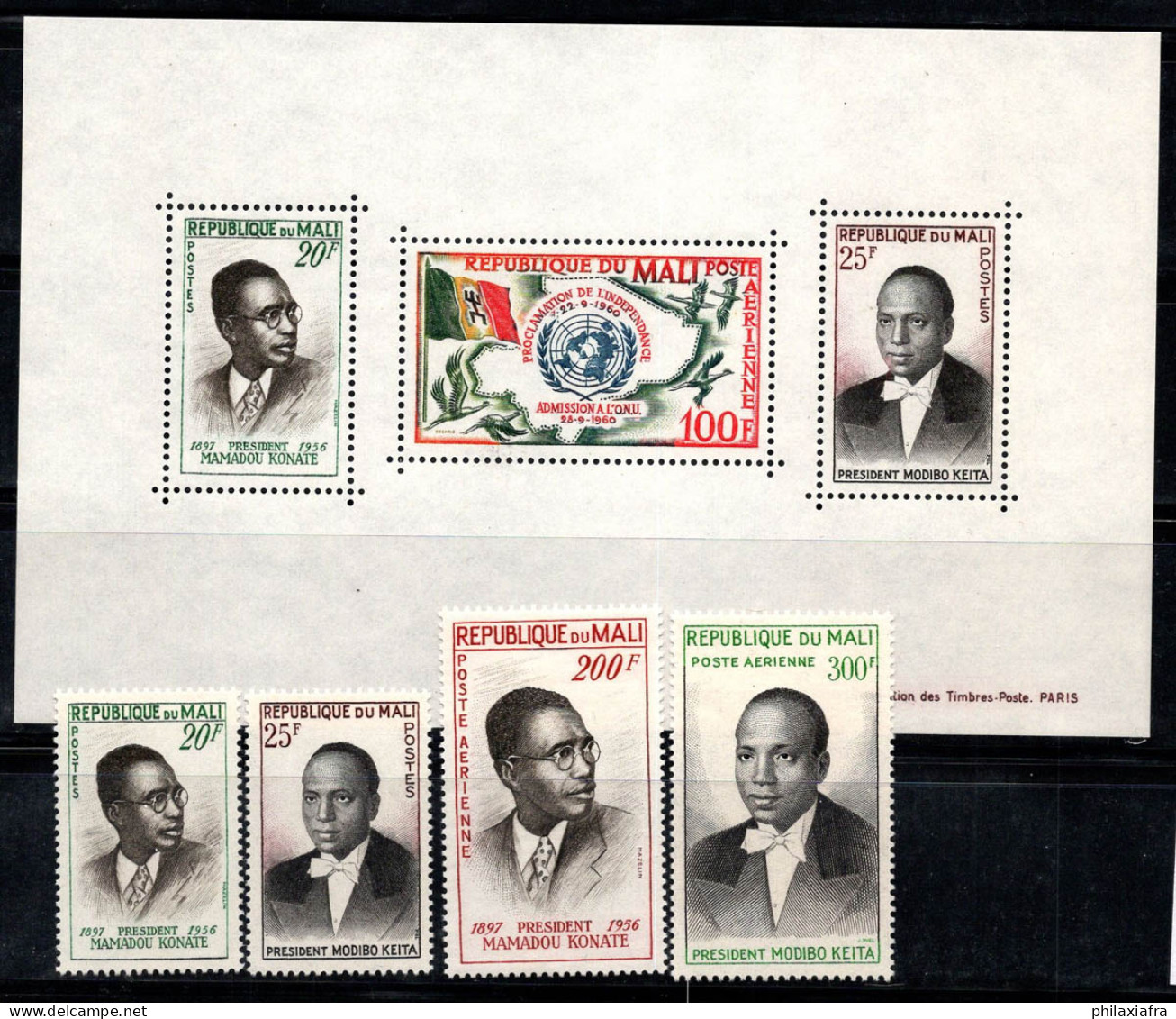 Mali 1961 Mi. Bl. 1, 21-24 Bloc Feuillet 100% Neuf ** Présidents, Nations Unies - Mali (1959-...)