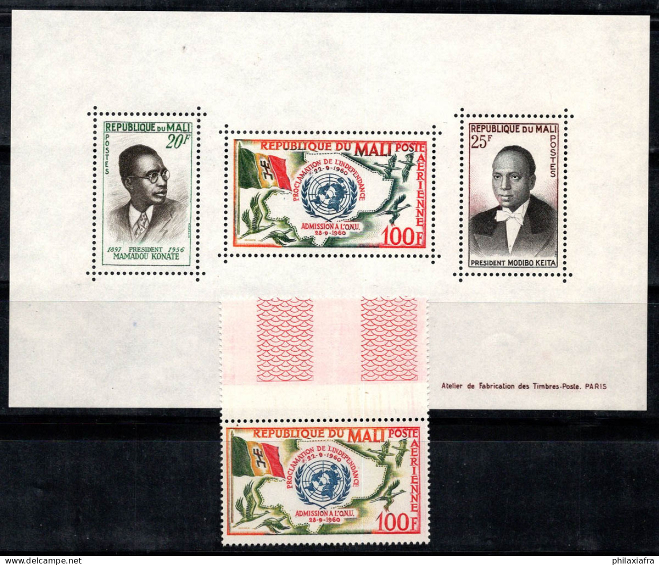 Mali 1961 Mi. 25, Bl. 1 Bloc Feuillet 100% Poste Aérienne Présidents, Nations Unies - Malí (1959-...)