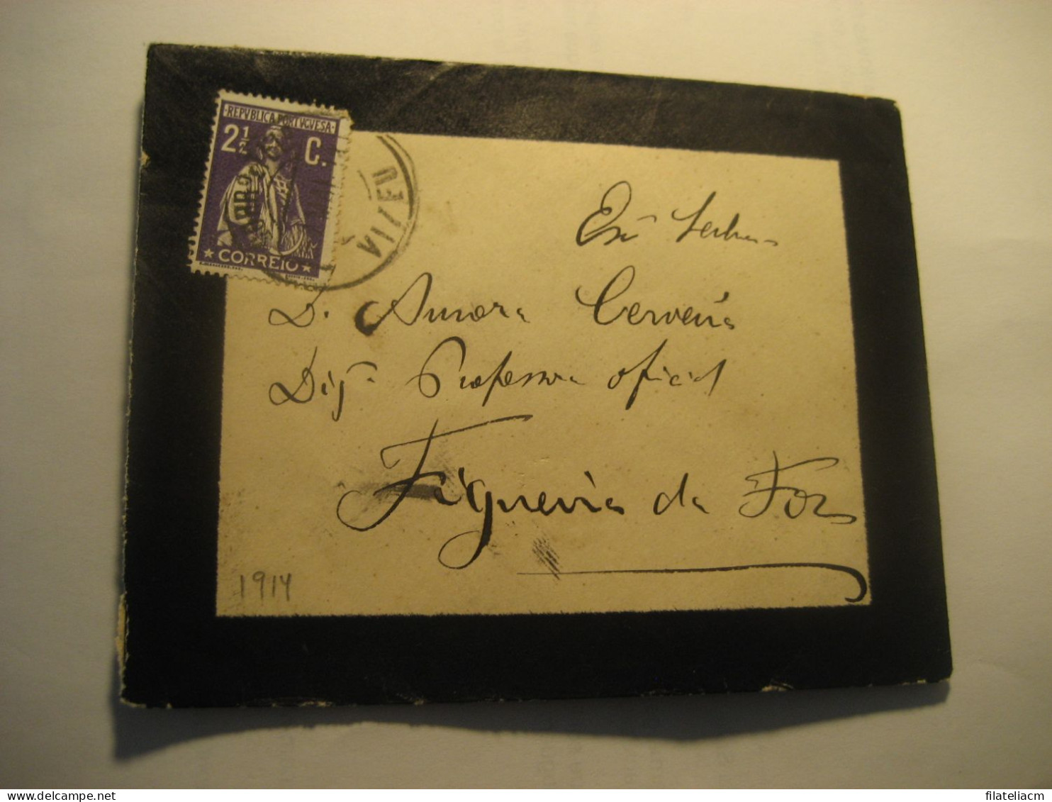 VISEU VIZEU 1914 To Figueira Da Foz Cancel Duel Condolence Cover PORTUGAL - Covers & Documents