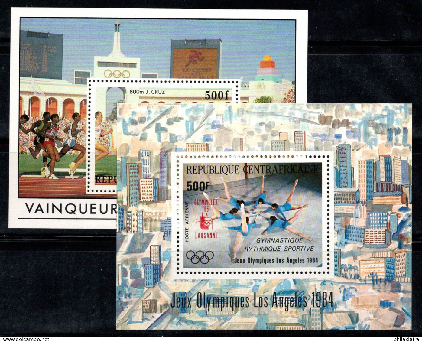 République Centrafricaine 1985 Mi. Bl. 317-318 Bloc Feuillet 100% Neuf ** Jeux Olympiques - Central African Republic