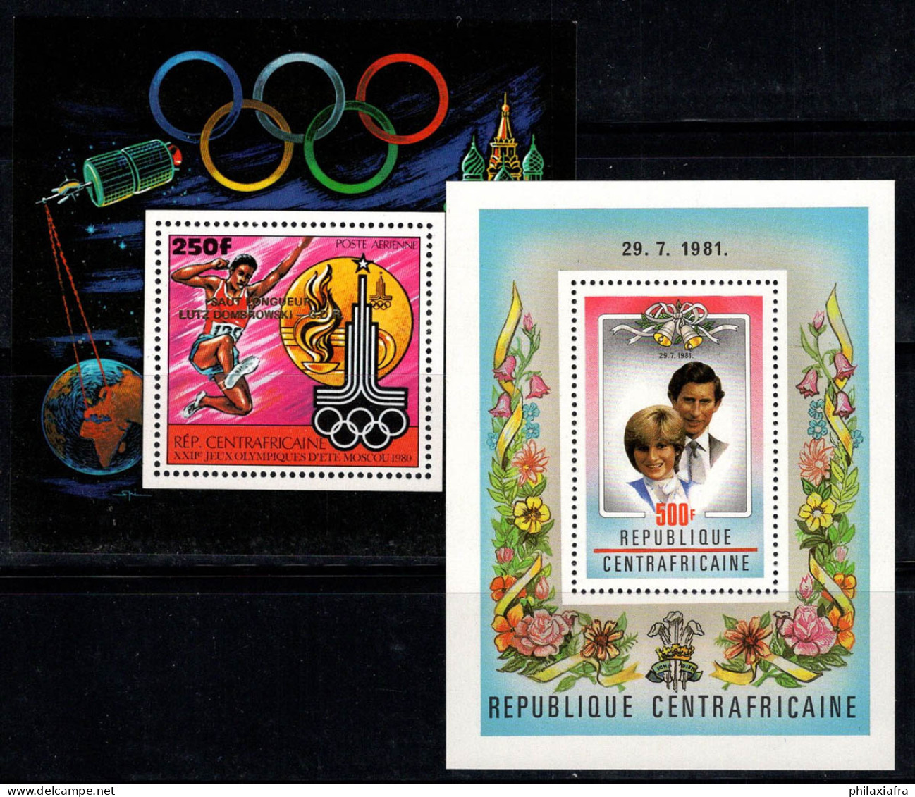 République Centrafricaine 1981 Mi. Bl. 115,134 Bloc Feuillet 100% Neuf ** Jeux Olympiques, Diana - Repubblica Centroafricana