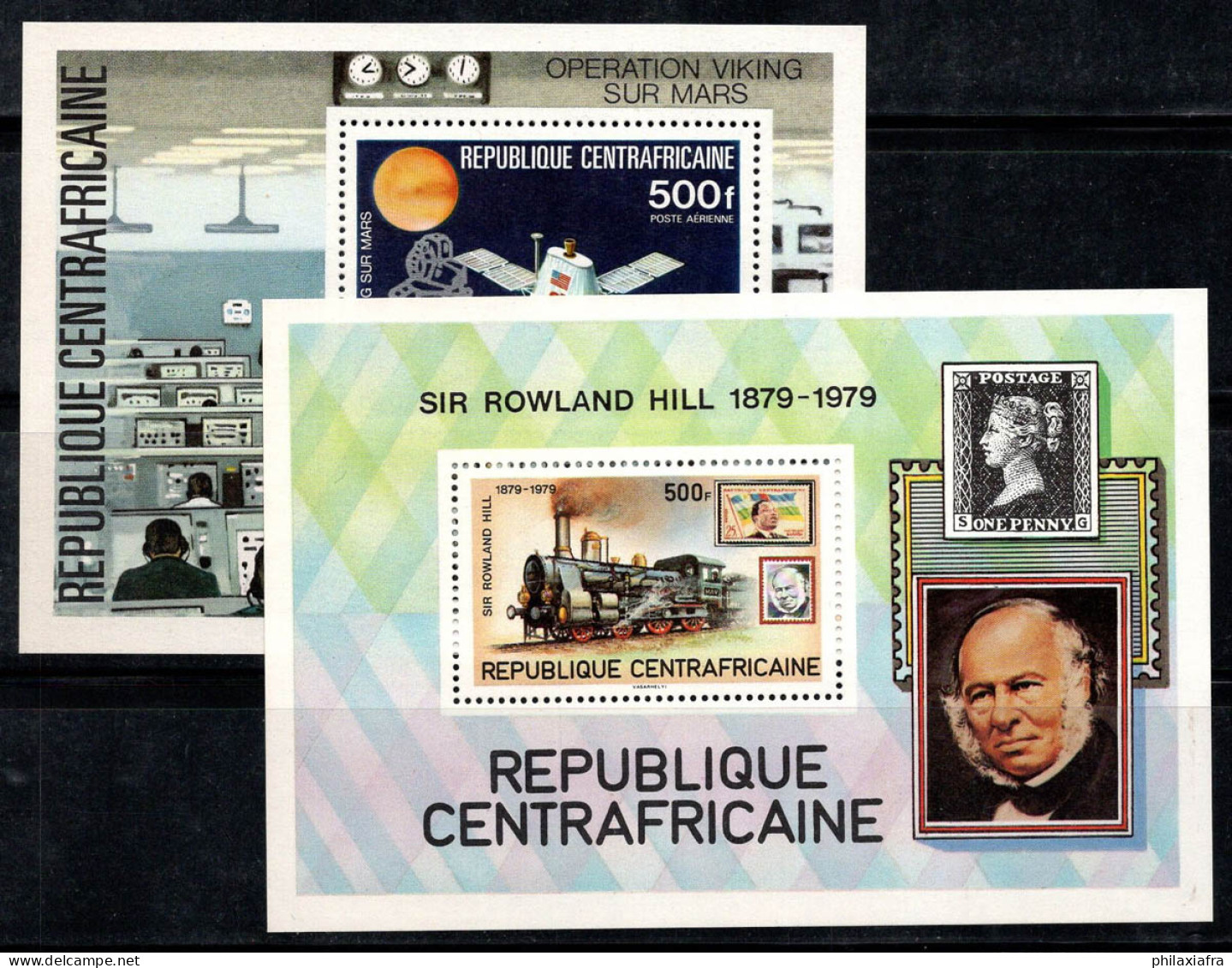 République Centrafricaine 1979 Mi. Bl. 69-70 Bloc Feuillet 100% Neuf ** Espace, Train - Repubblica Centroafricana