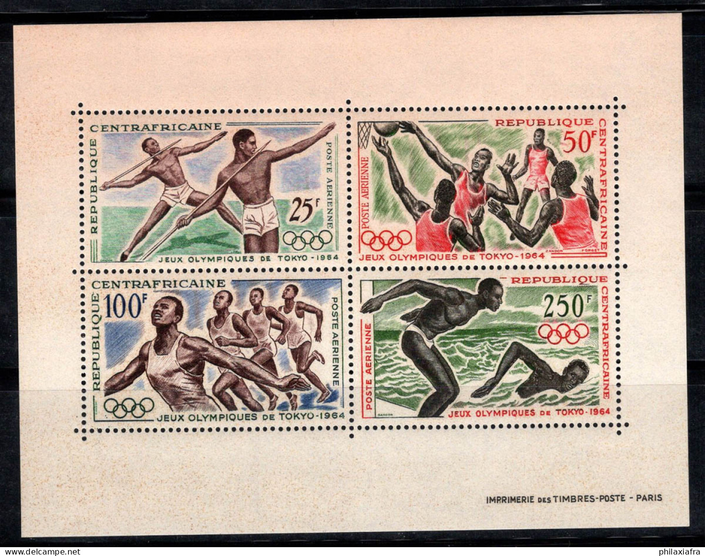 République Centrafricaine 1964 Mi. Bl. 2 Bloc Feuillet 40% Poste Aérienne Jeux Olympiques - Repubblica Centroafricana