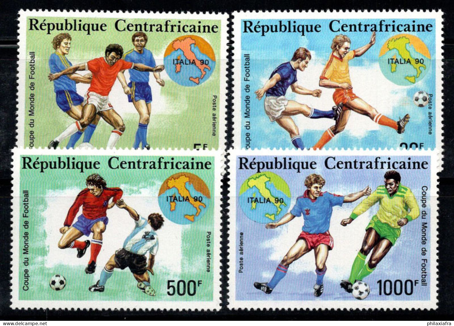 République Centrafricaine 1990 Mi. 1436-1439 Neuf ** 100% Poste Aérienne Football, Coupe Du Monde - Zentralafrik. Republik