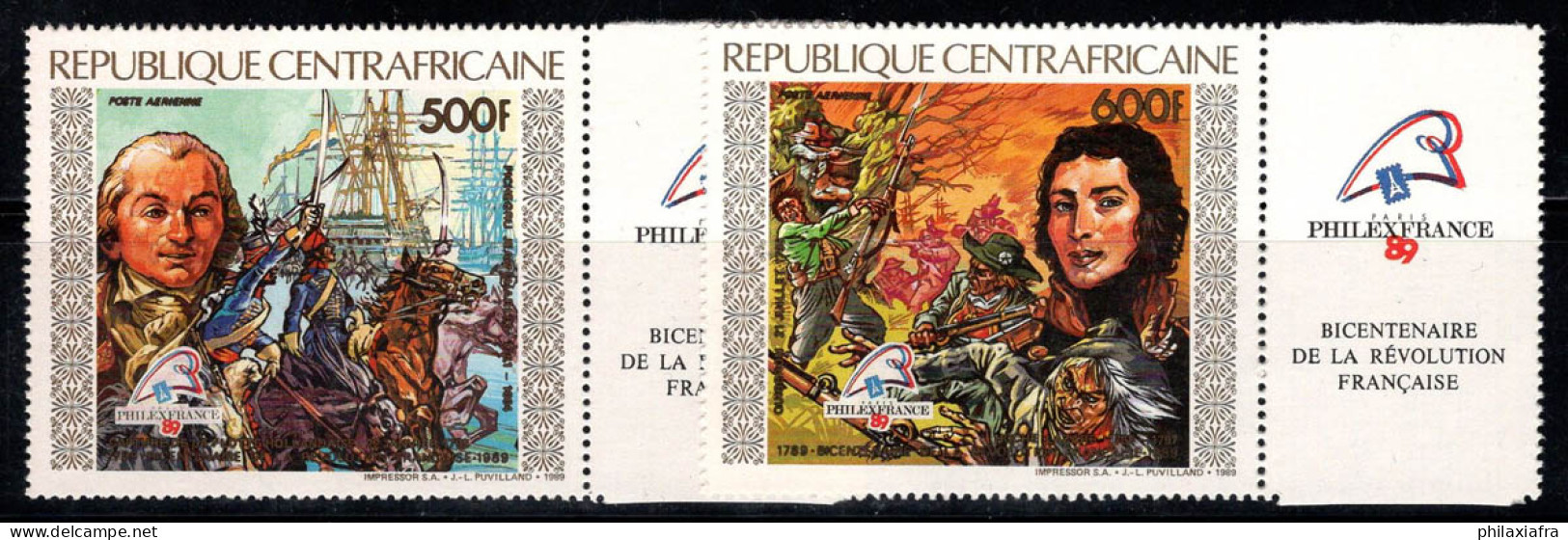 République Centrafricaine 1989 Mi. 1393-1394 Neuf ** 100% Poste Aérienne Révolution - Zentralafrik. Republik