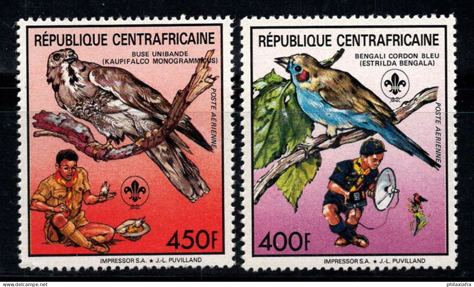 République Centrafricaine 1988 Mi. 1325-1326 Neuf ** 100% Poste Aérienne Oiseaux - Centrafricaine (République)