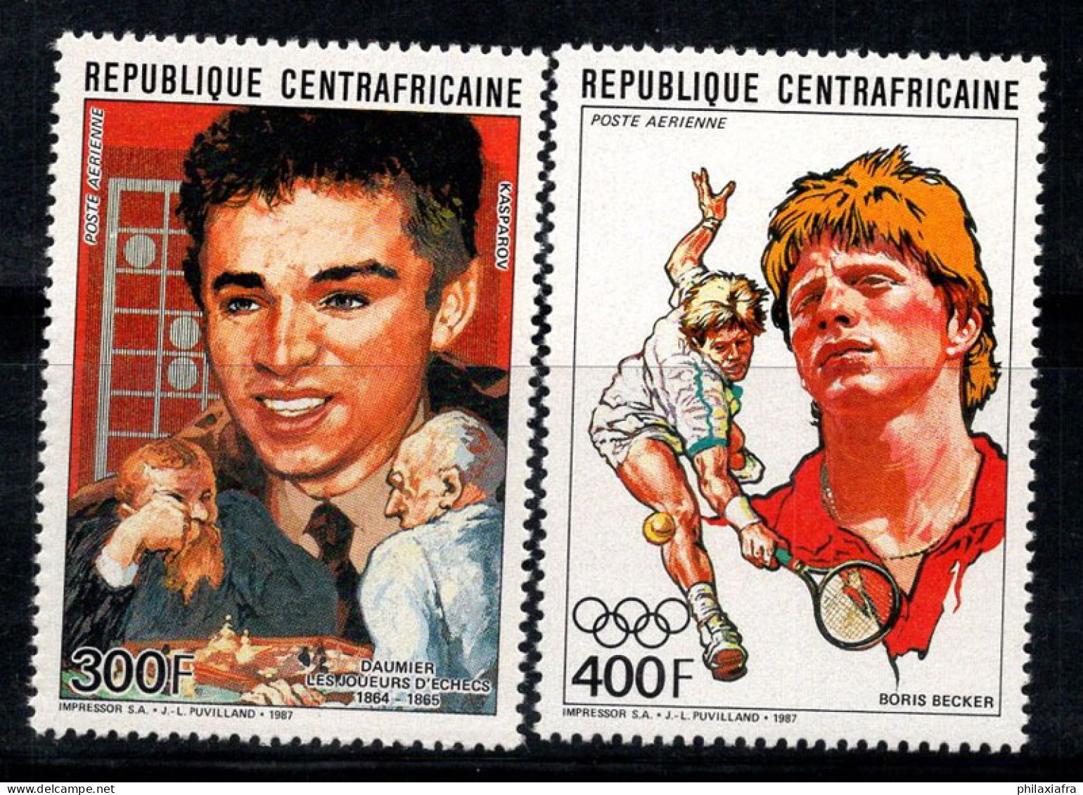 République Centrafricaine 1988 Mi. 1309-1310 Neuf ** 100% Poste Aérienne Débat Télévisé - Zentralafrik. Republik