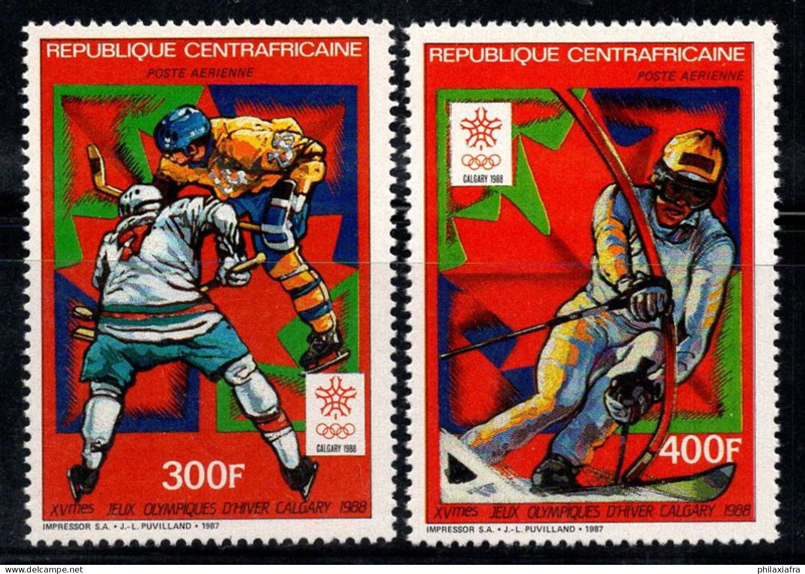 République Centrafricaine 1987 Mi. 1290-1291 Neuf ** 100% Poste Aérienne Jeux Olympiques - Zentralafrik. Republik