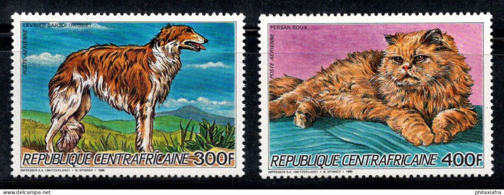 République Centrafricaine 1986 Mi. 1230-1231 Neuf ** 100% Poste Aérienne Chiens - República Centroafricana