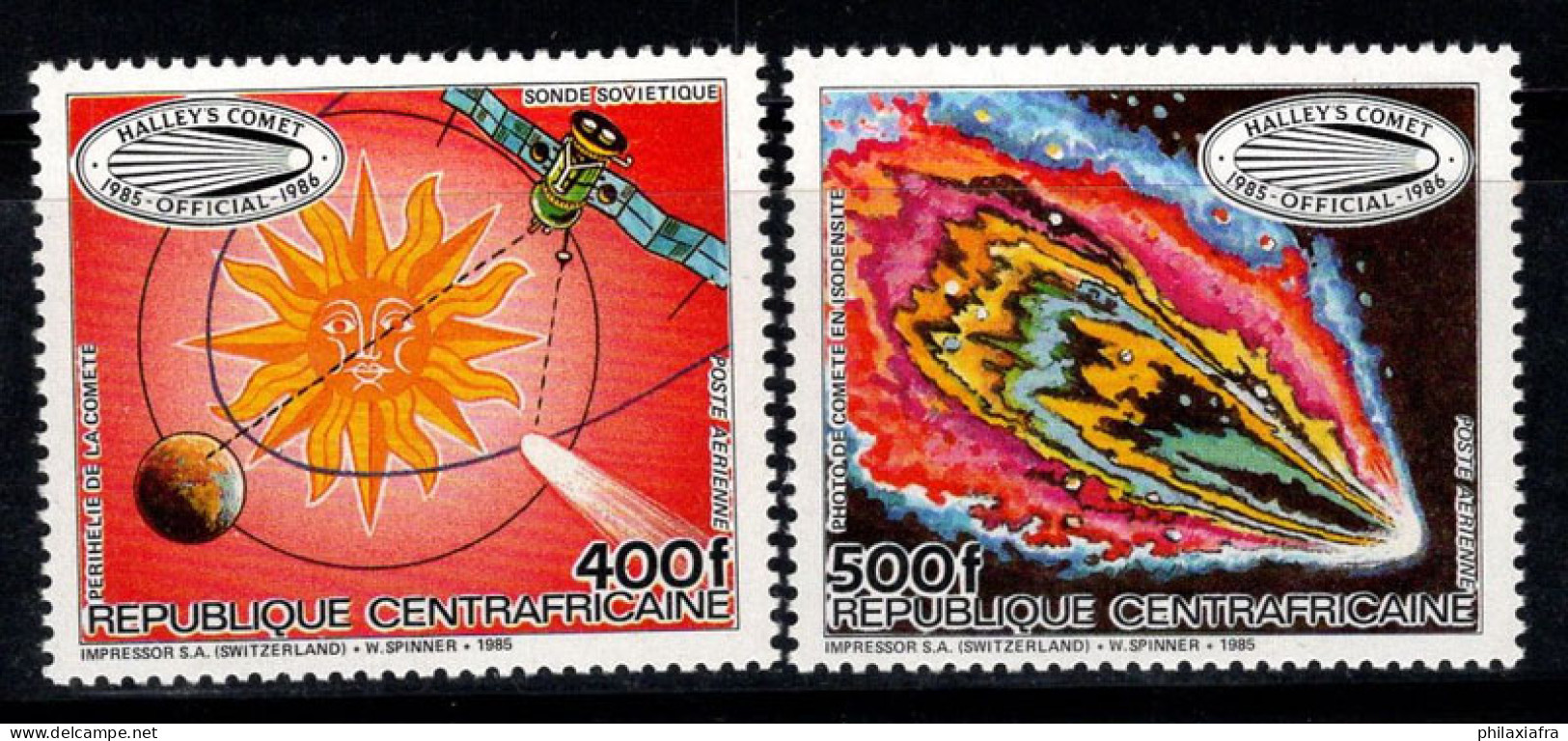 République Centrafricaine 1985 Mi. 1191-1192 Neuf ** 100% Poste Aérienne Comète De Halley - Repubblica Centroafricana
