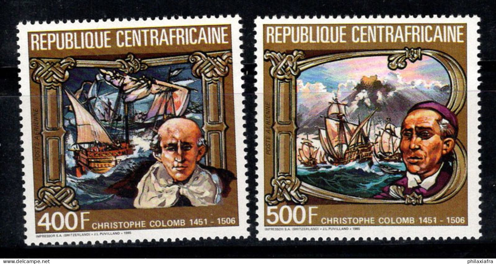 République Centrafricaine 1985 Mi. 1198-1199 Neuf ** 100% Poste Aérienne Colombo - República Centroafricana