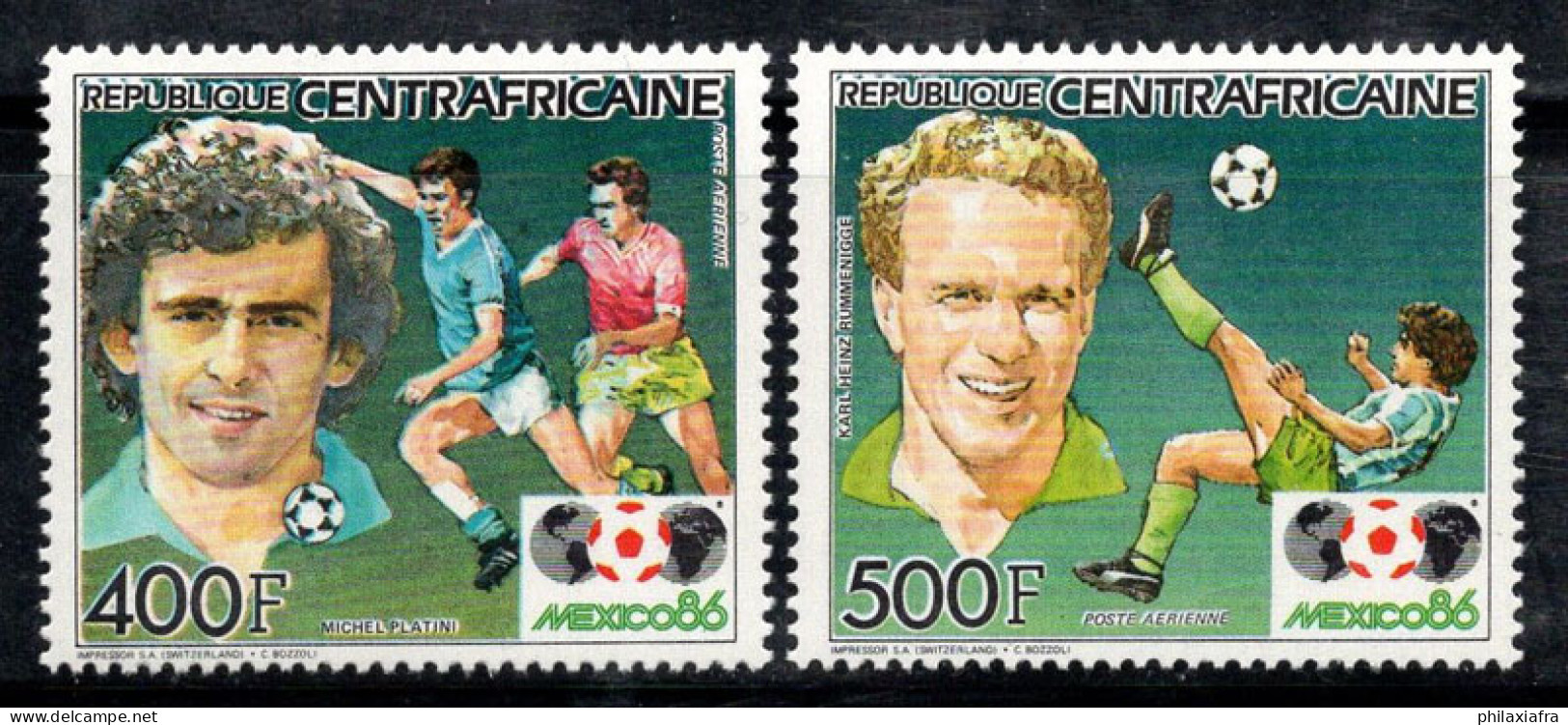 République Centrafricaine 1985 Mi. 1136-1137 Neuf ** 100% Poste Aérienne Coupe Du Monde De Football - República Centroafricana