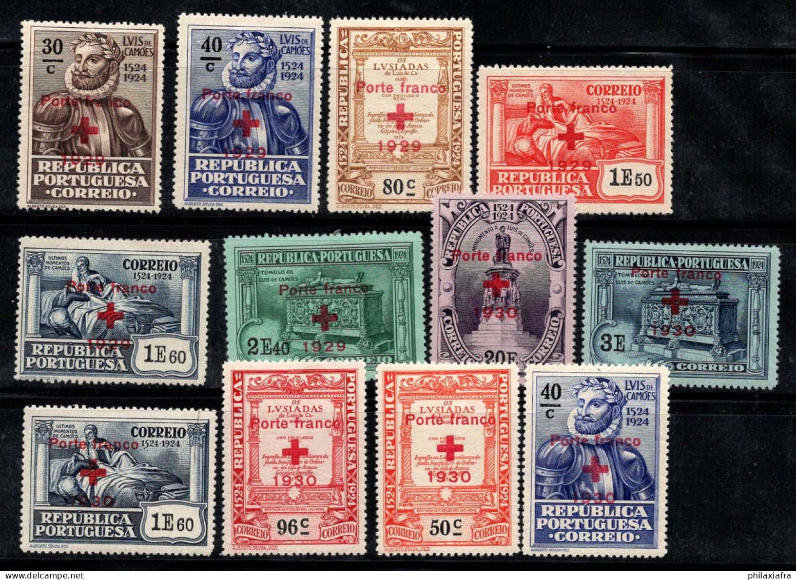 Portugal 1929-30 Mi. 17-28 Neuf * MH 100% Porte Franco, Croix-Rouge - Unused Stamps