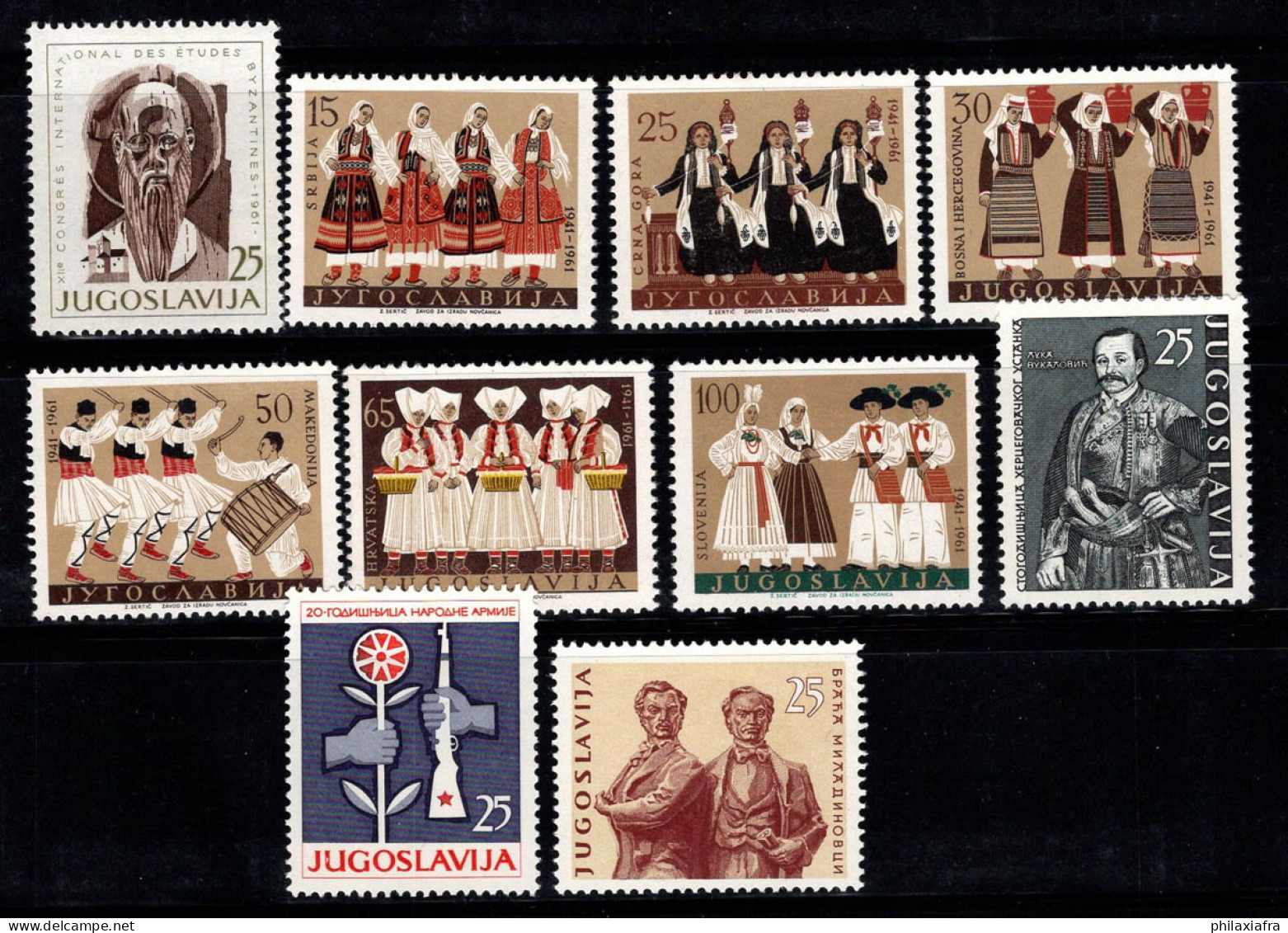 Yougoslavie 1961 Mi. 963-972 Neuf ** 100% Costumes Traditionnels, Célébrités - Nuovi