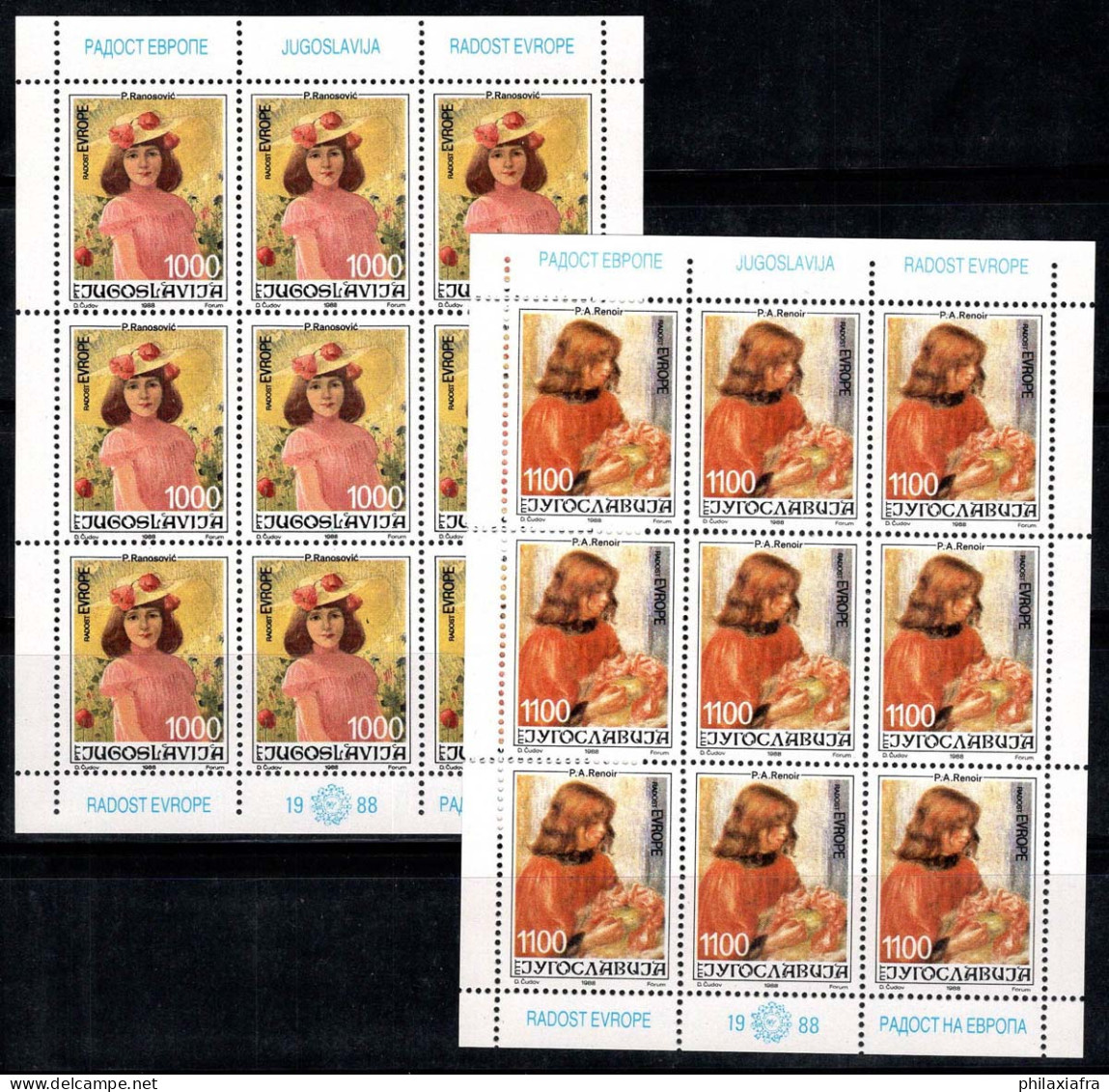 Yougoslavie 1988 Mi. 2300-2301 Mini Feuille 100% Neuf ** Europe, Enfants - Hojas Y Bloques