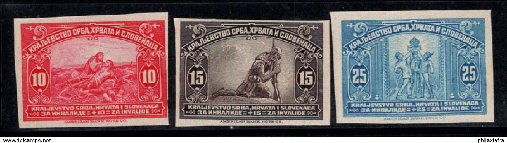 Yougoslavie 1921 Mi. 159U-161U Sans Gomme 80% Des Personnes Endommagées Par La Guerre - Unused Stamps