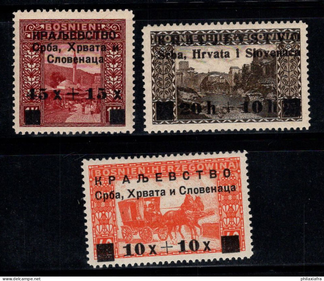 Yougoslavie 1919 Mi. 30-32 Neuf * MH 80% Surimprimé - Unused Stamps