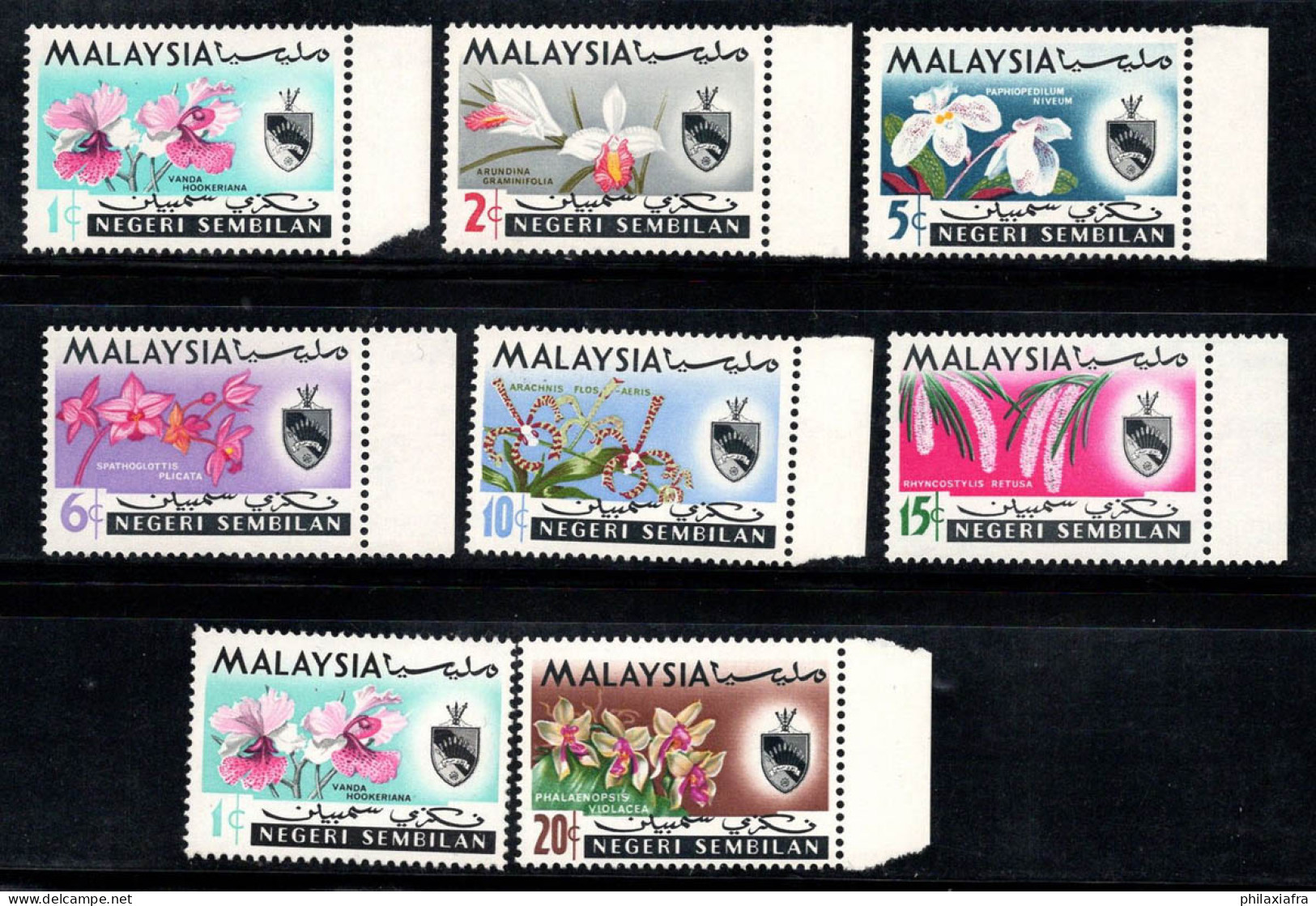 Negeri Sembilan 1965 Mi. 79-85 Neuf ** 100% Orchidée, Fleurs - Malasia (1964-...)