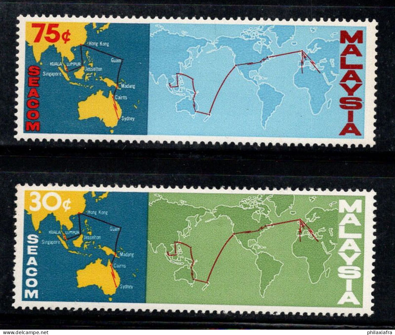 Malaisie 1967 Mi. 41-42 Neuf ** 100% SEACOM, Carte - Maleisië (1964-...)