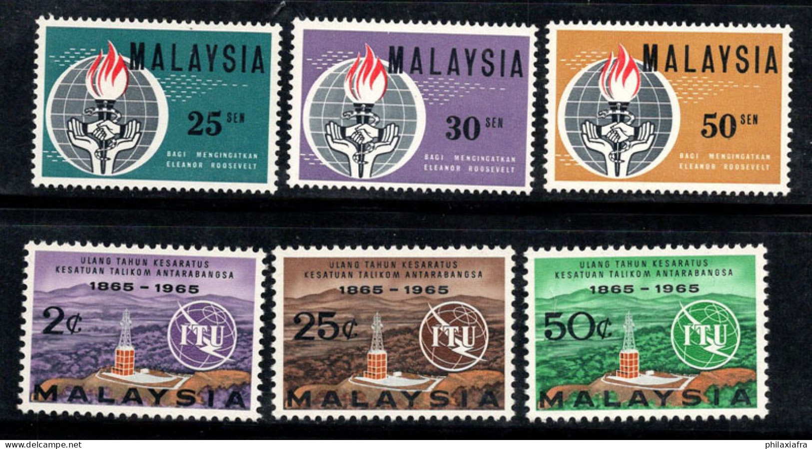 Malaisie 1964-65 Mi. 8-13 Neuf ** 100% Roosevelt, UIT - Malaysia (1964-...)