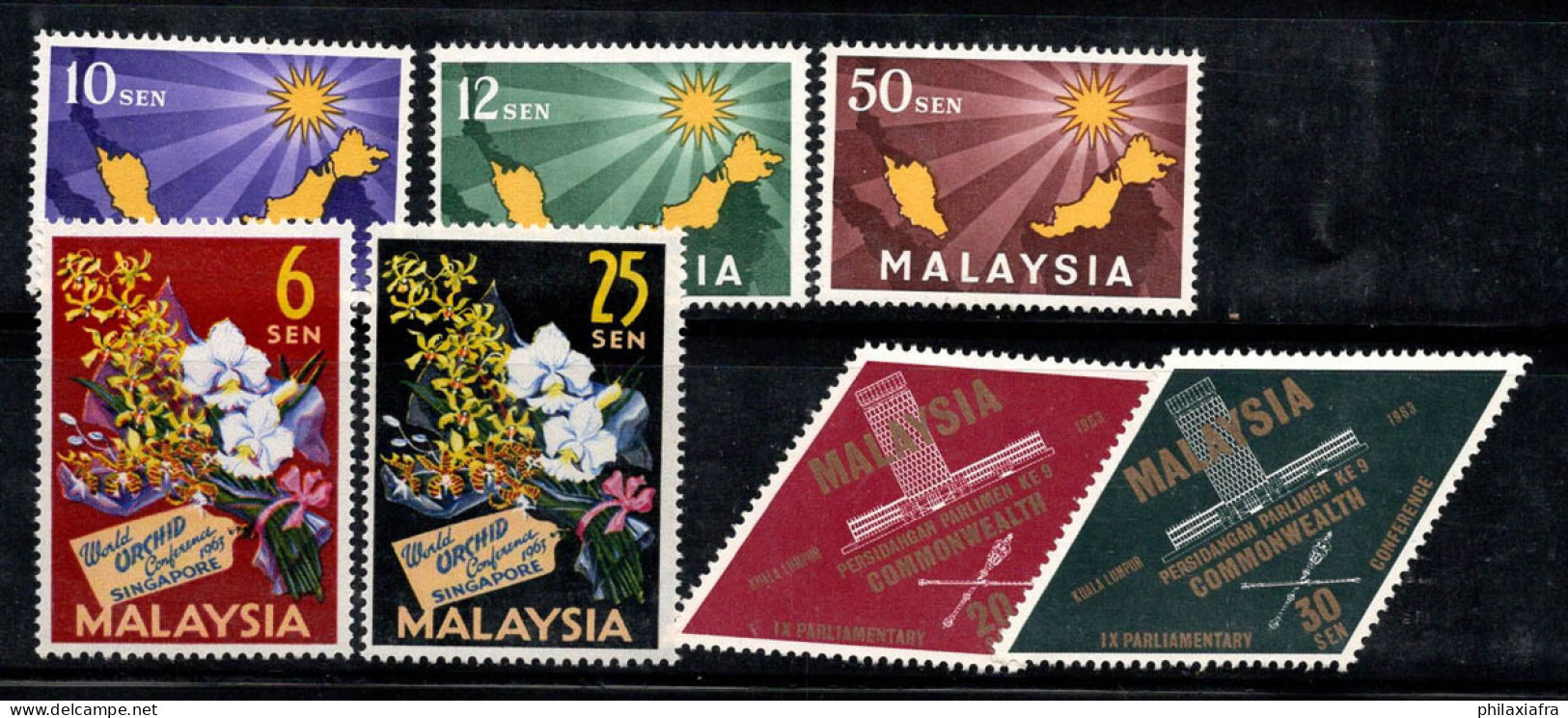 Malaisie 1963 Mi. 1-7 Neuf ** 100% Carte, Orchidée, Conférence - Malaysia (1964-...)