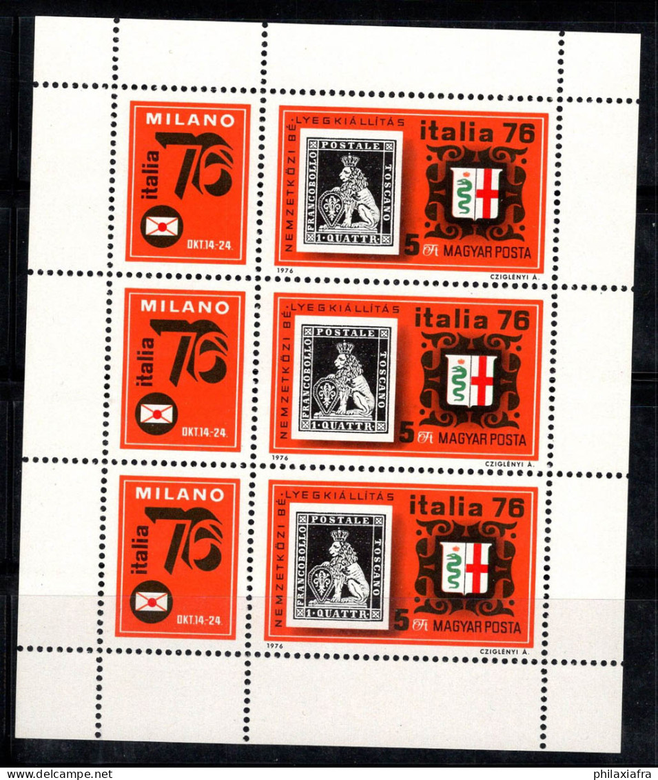 Hongrie 1976 Mi. 3143A Mini Feuille 100% Neuf ** Italie, Exposition Philatélique - Blocks & Sheetlets