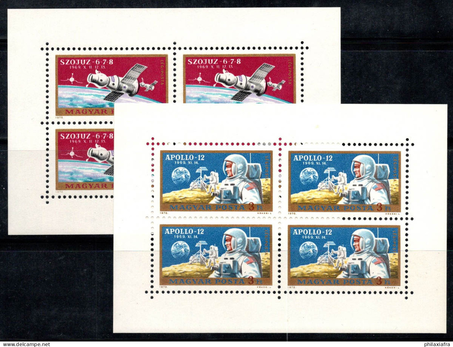 Hongrie 1970 Mi. 2575A-2576A Mini Feuille 100% Poste Aérienne Espace, Apollon - Blocks & Sheetlets