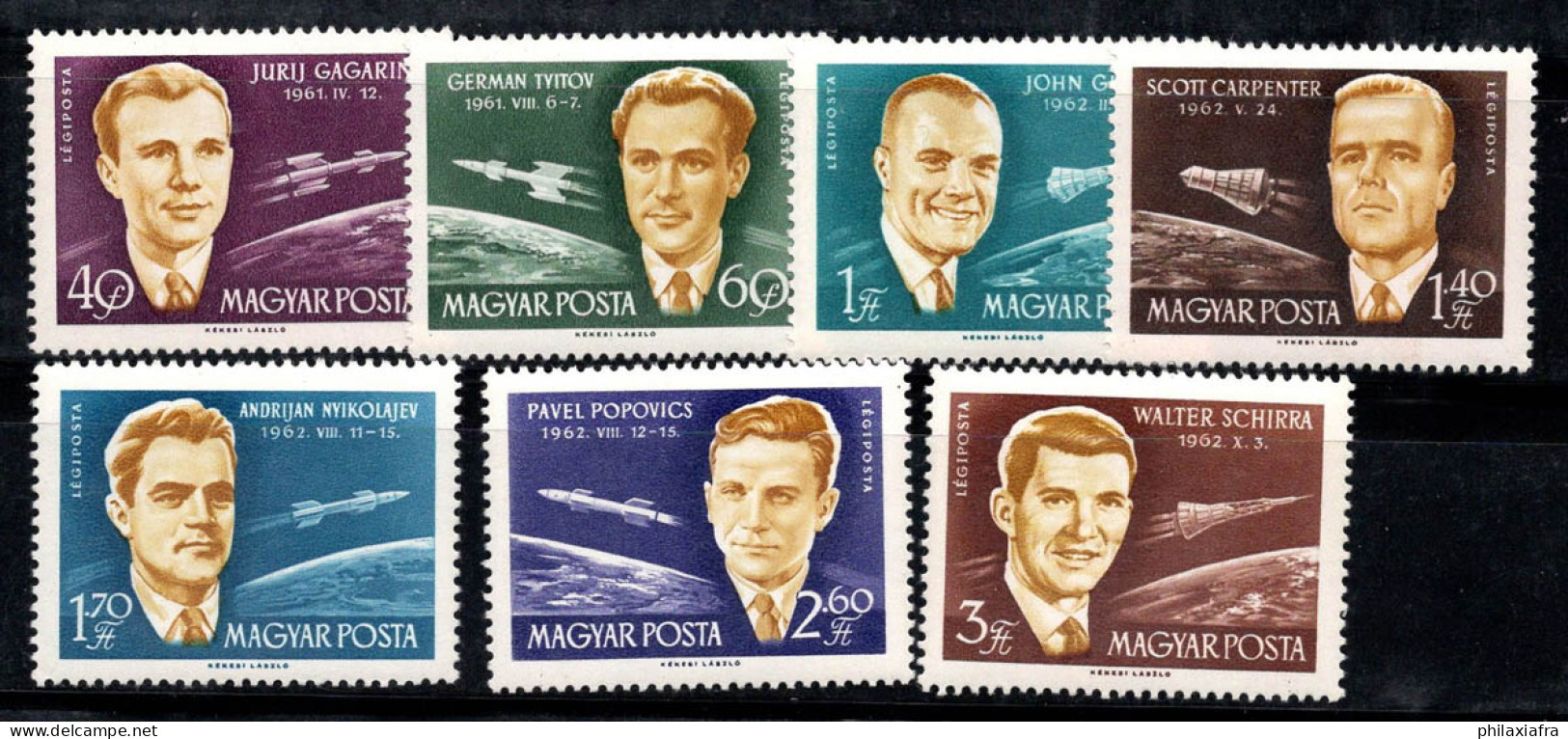 Hongrie 1962 Mi. 1873A-1879A Neuf ** 100% Poste Aérienne Cosmonautes, Espace - Unused Stamps